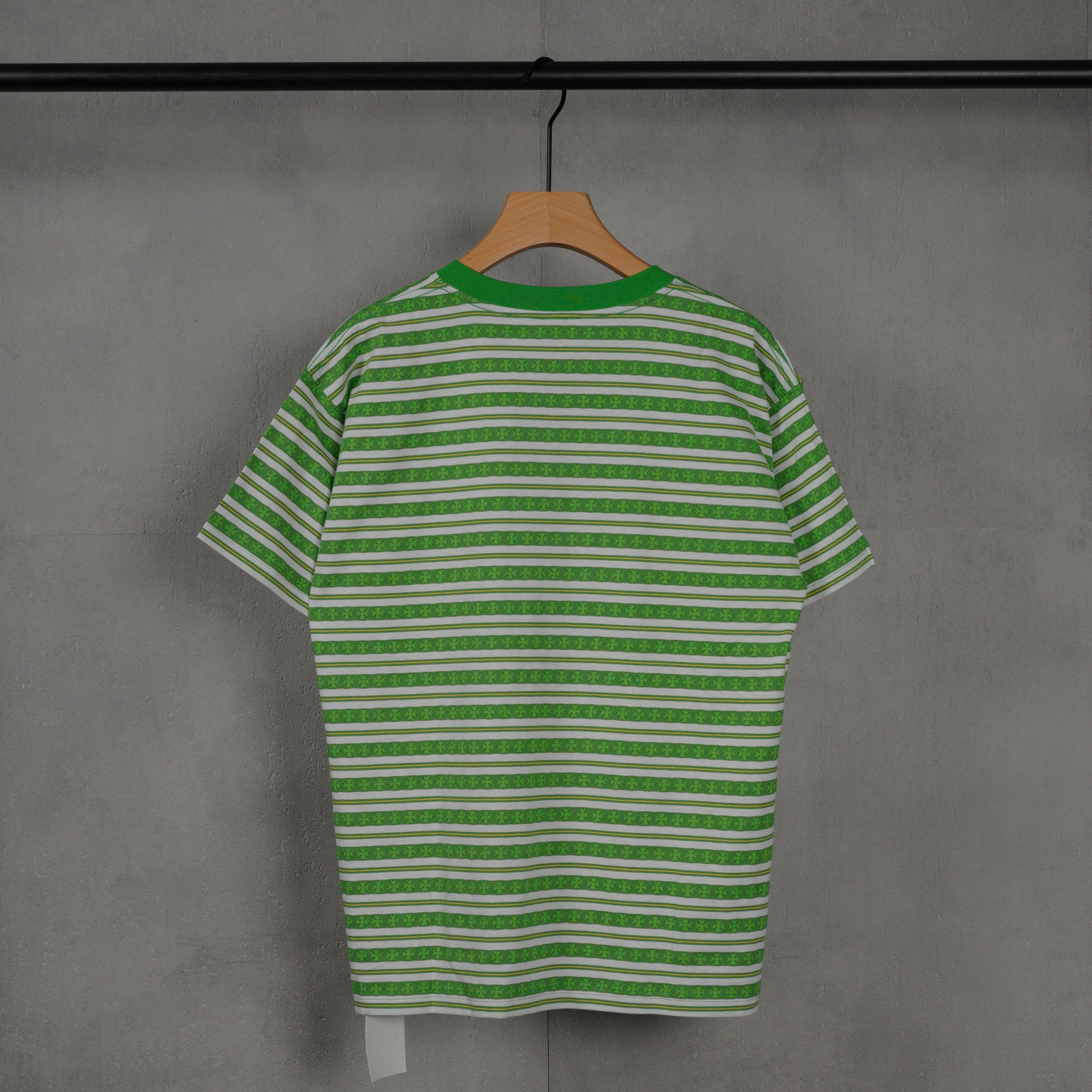 CHROME HEARTS Striped Logo T-shirt Green（CH-036009158）