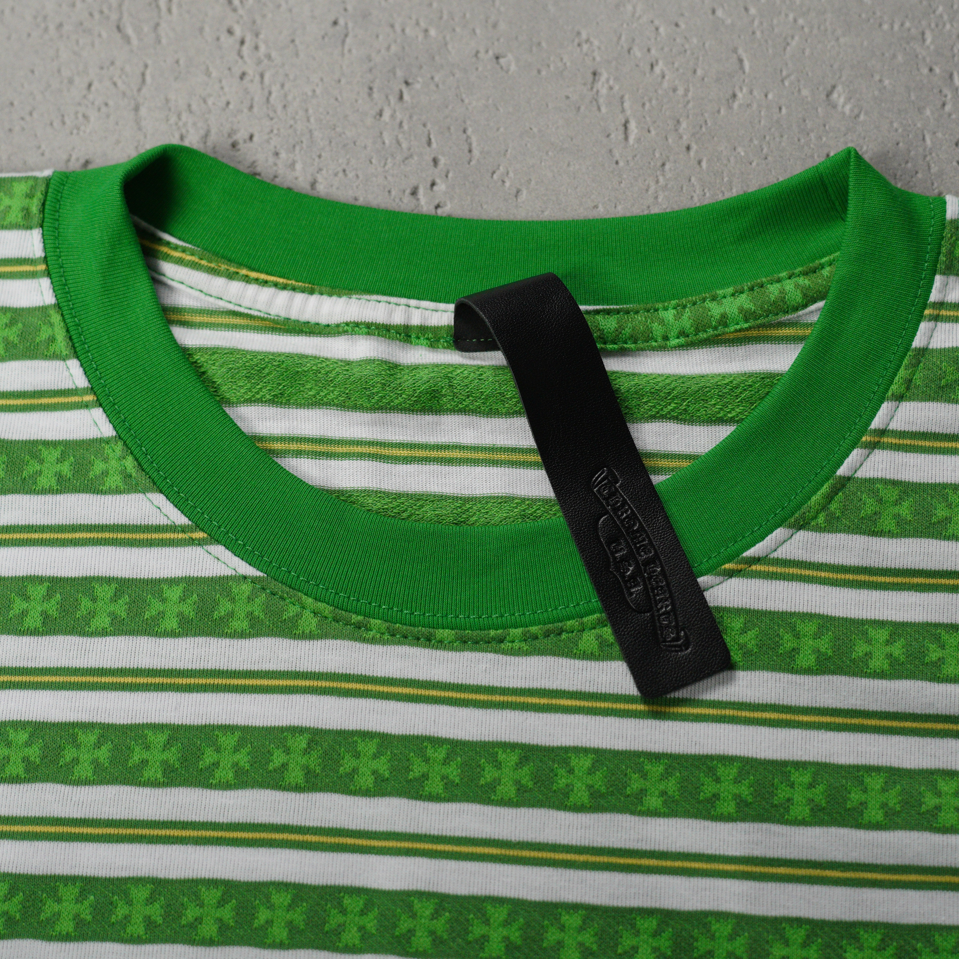 CHROME HEARTS Striped Logo T-shirt Green（CH-036009158）