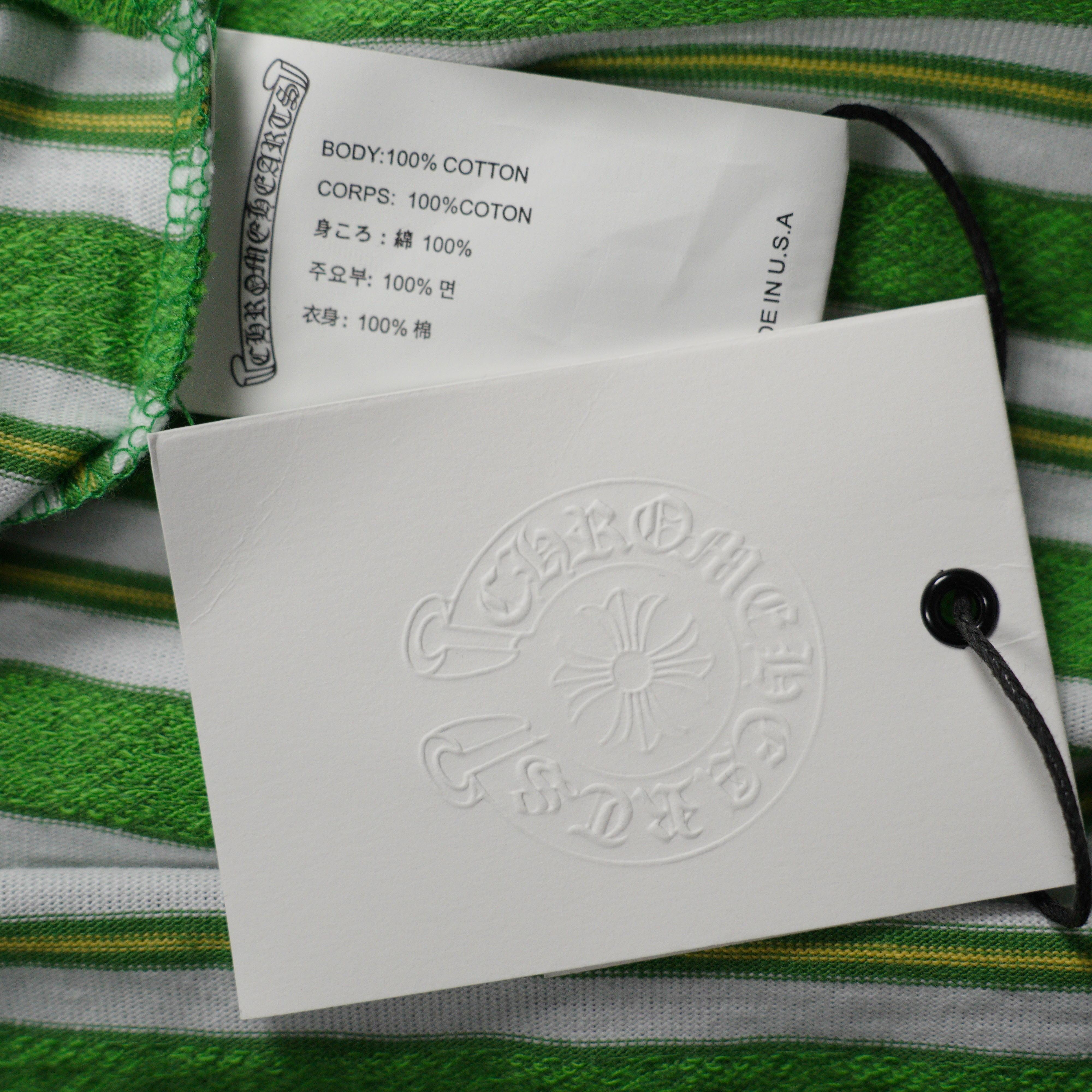 CHROME HEARTS Striped Logo T-shirt Green（CH-036009158）