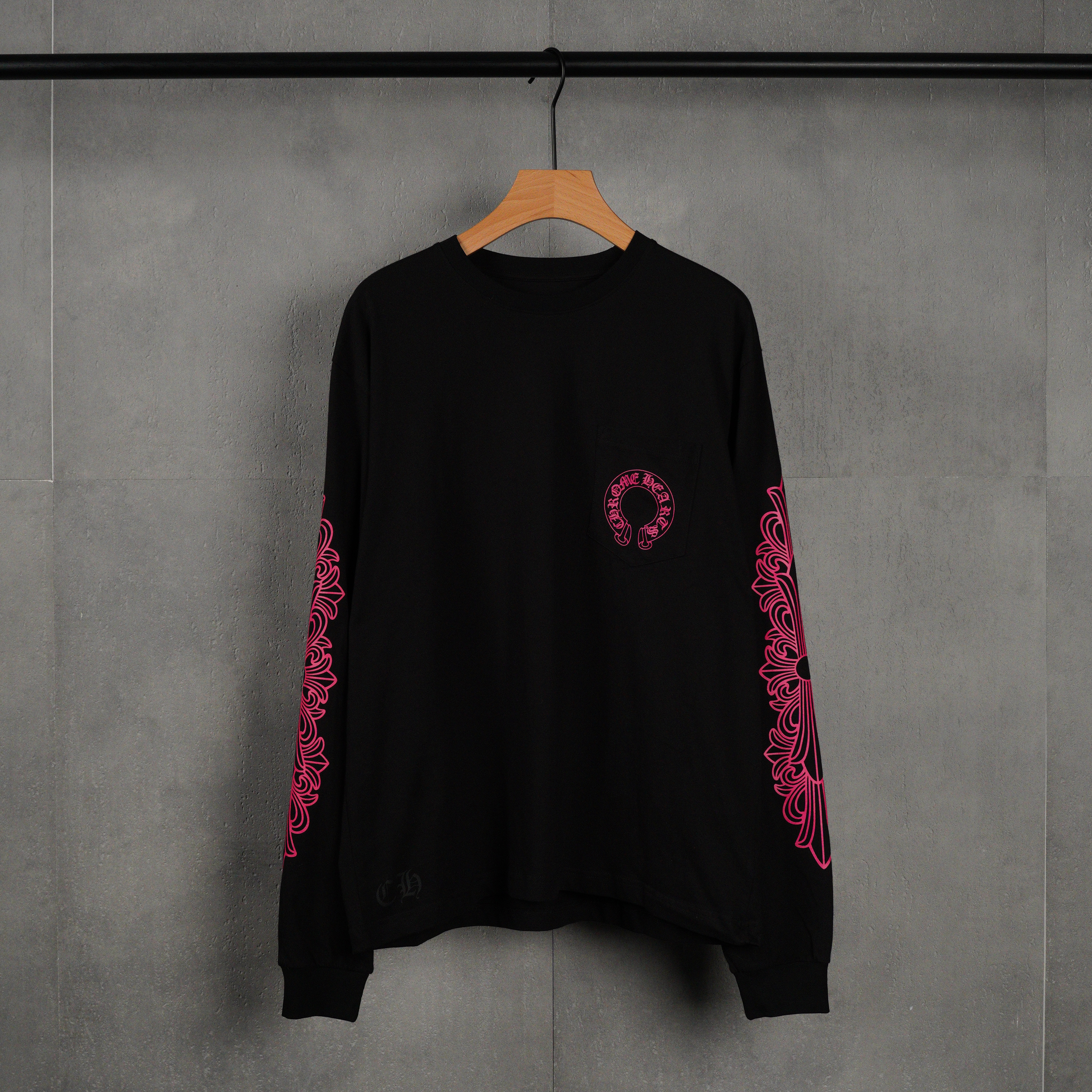Chrome Hearts Horseshoe-Print Long-Sleeve Top Black(CH-T2026332）