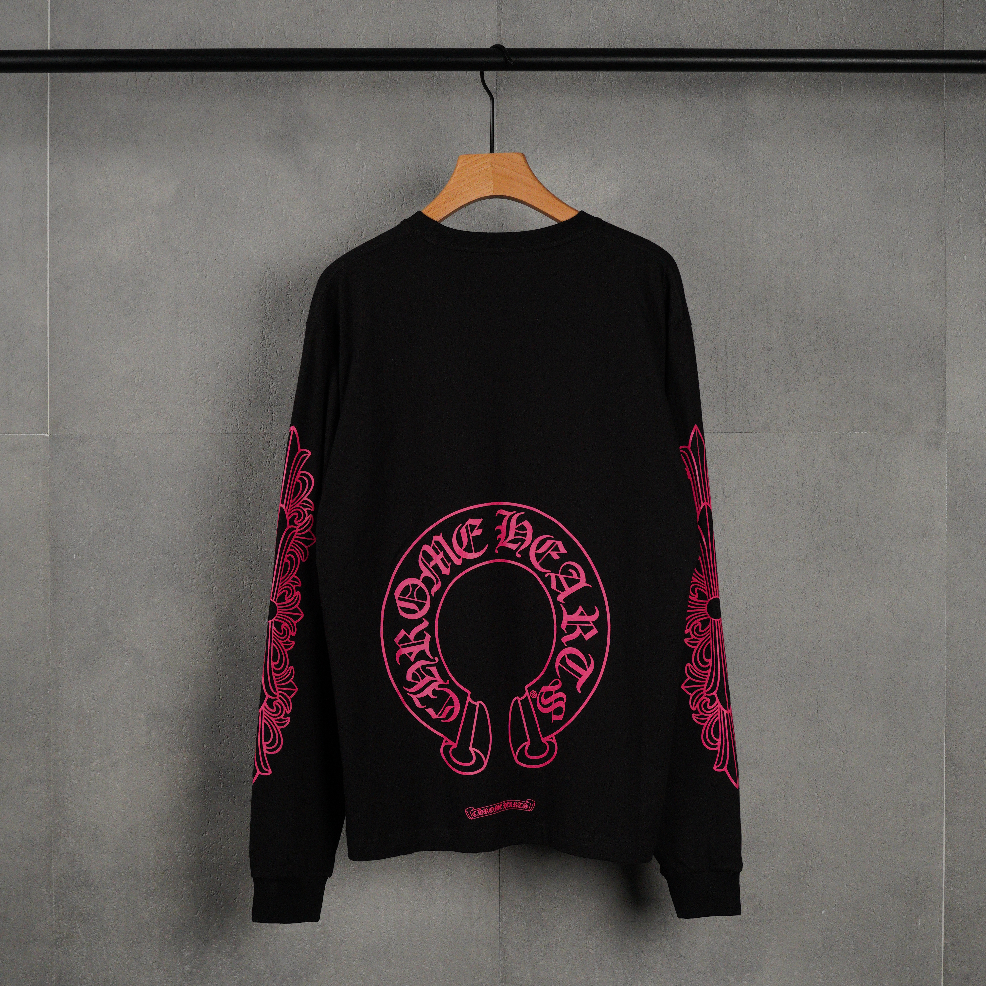 Chrome Hearts Horseshoe-Print Long-Sleeve Top Black(CH-T2026332）