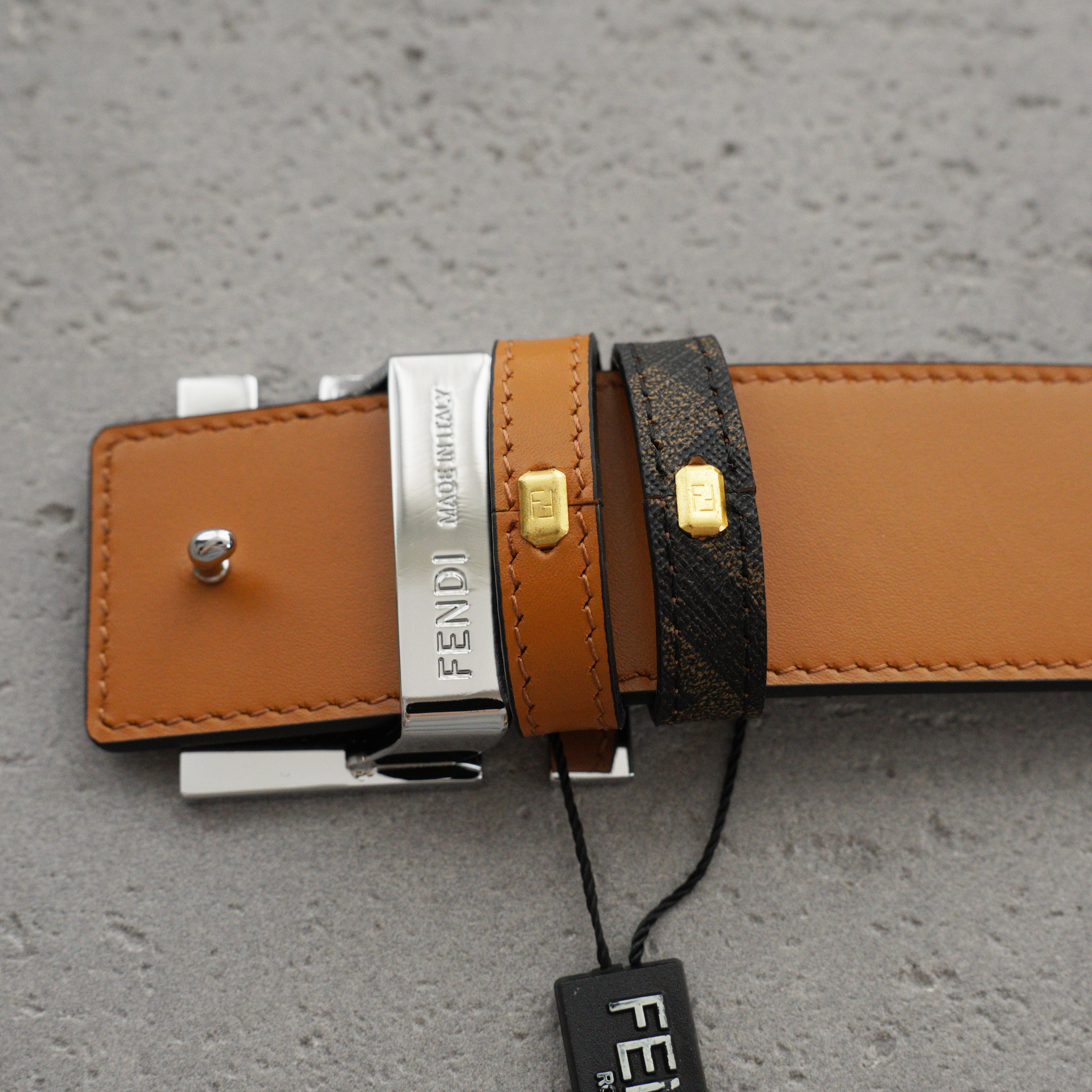 FENDI Reversible Brown Leather FF Buckle Belt（7C0511AFF2F0NMU）