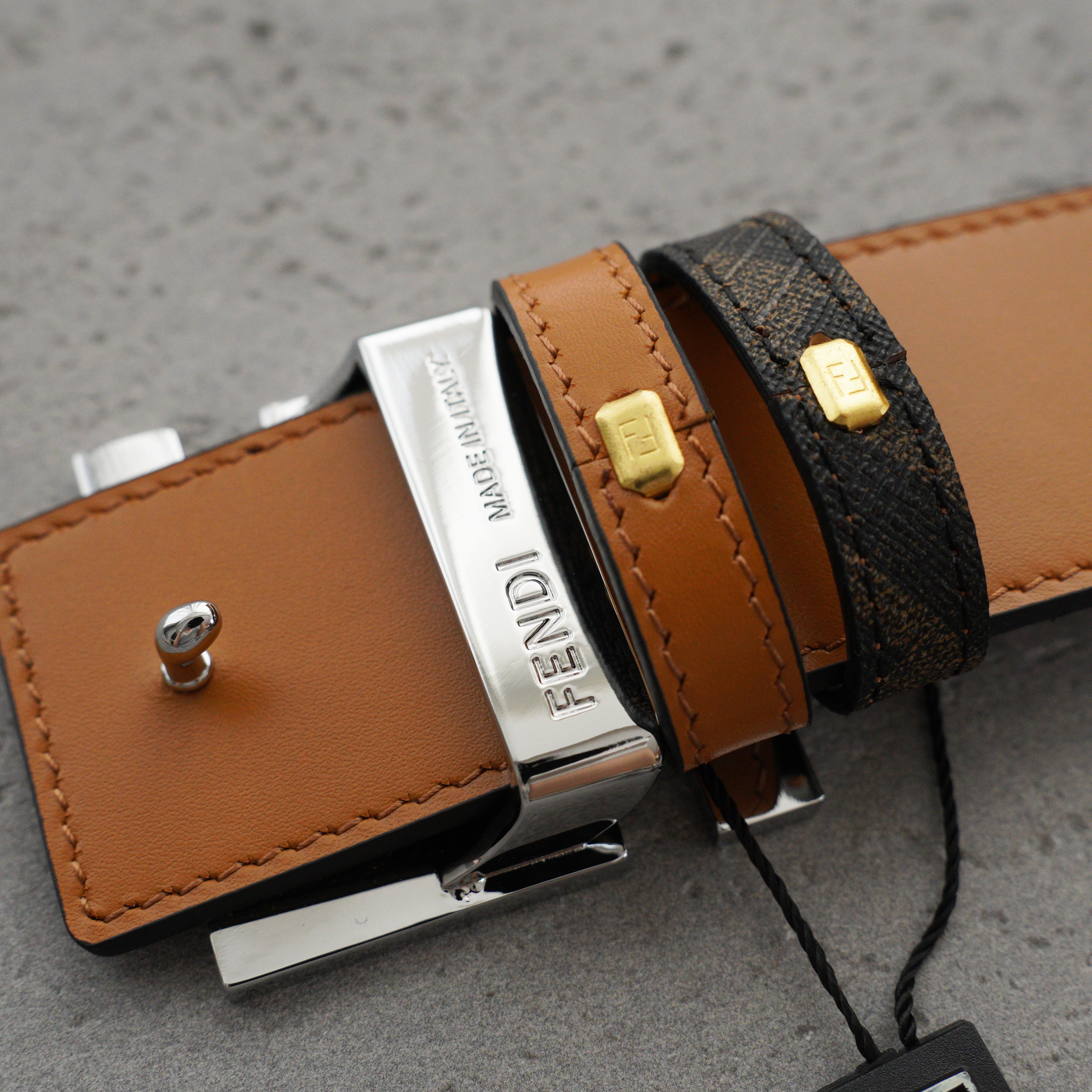 FENDI Reversible Brown Leather FF Buckle Belt（7C0511AFF2F0NMU）