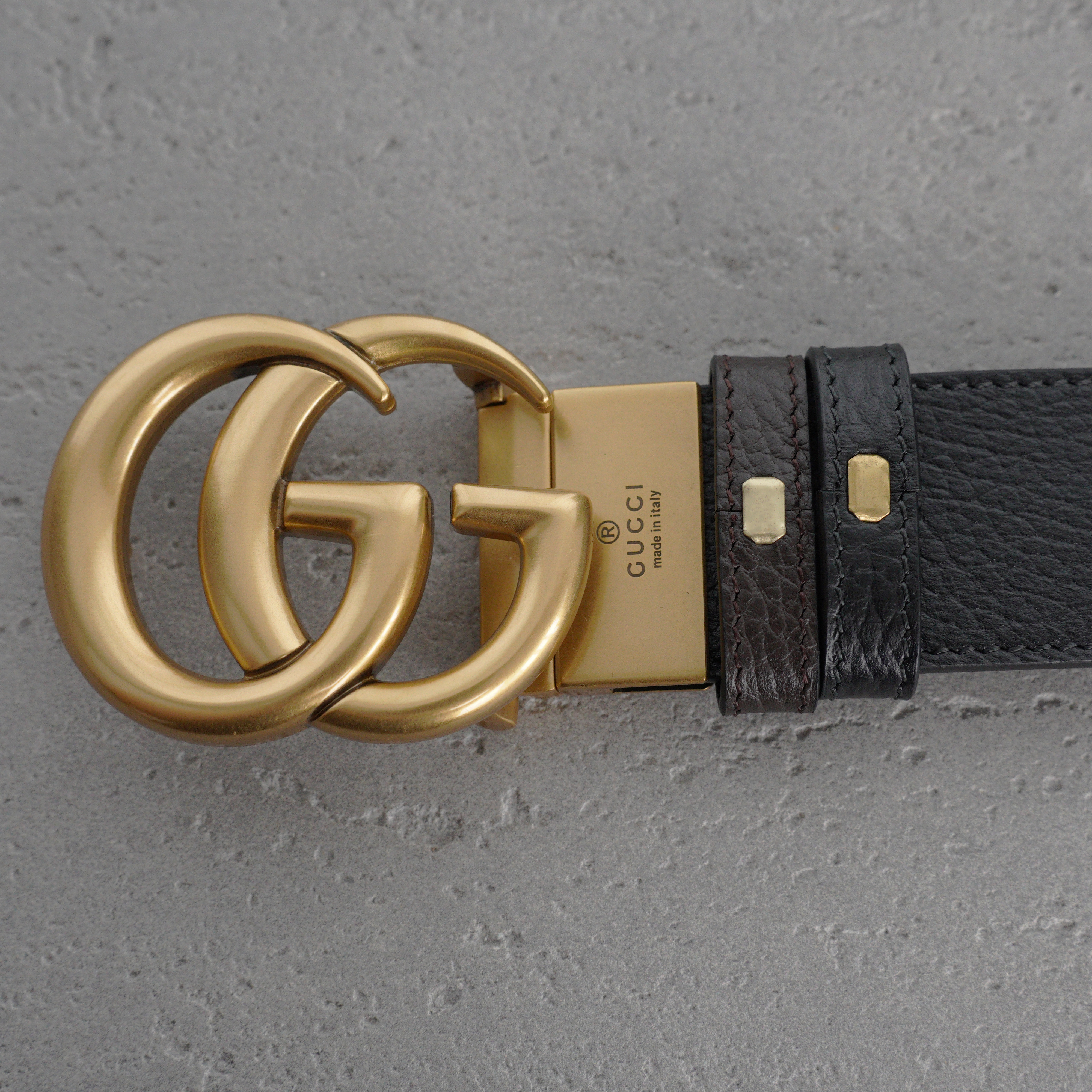 Gucci GG Marmont reversible belt in black/coffee leather-3.8cm（627055-CAO2T-8170）