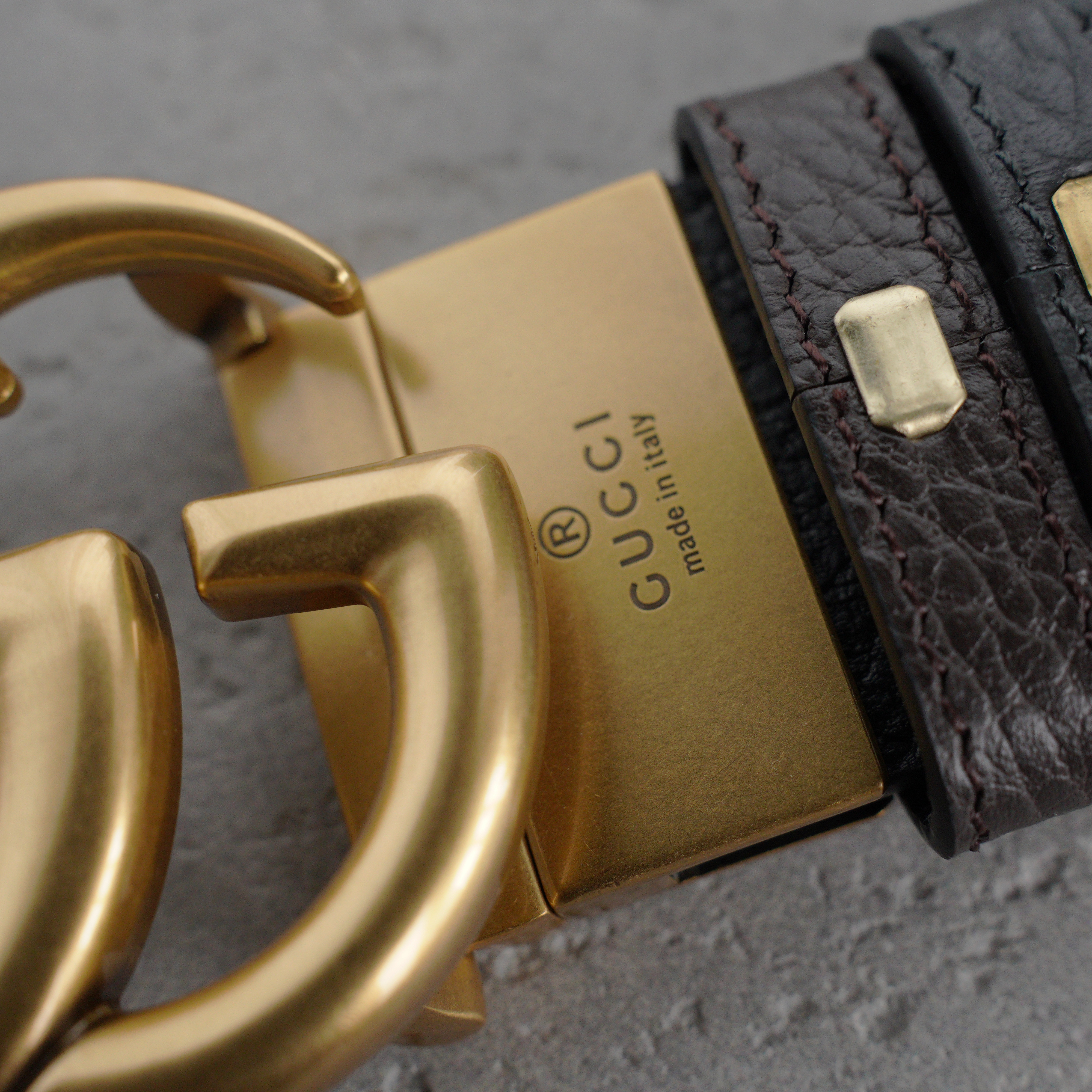 Gucci GG Marmont reversible belt in black/coffee leather-3.8cm（627055-CAO2T-8170）