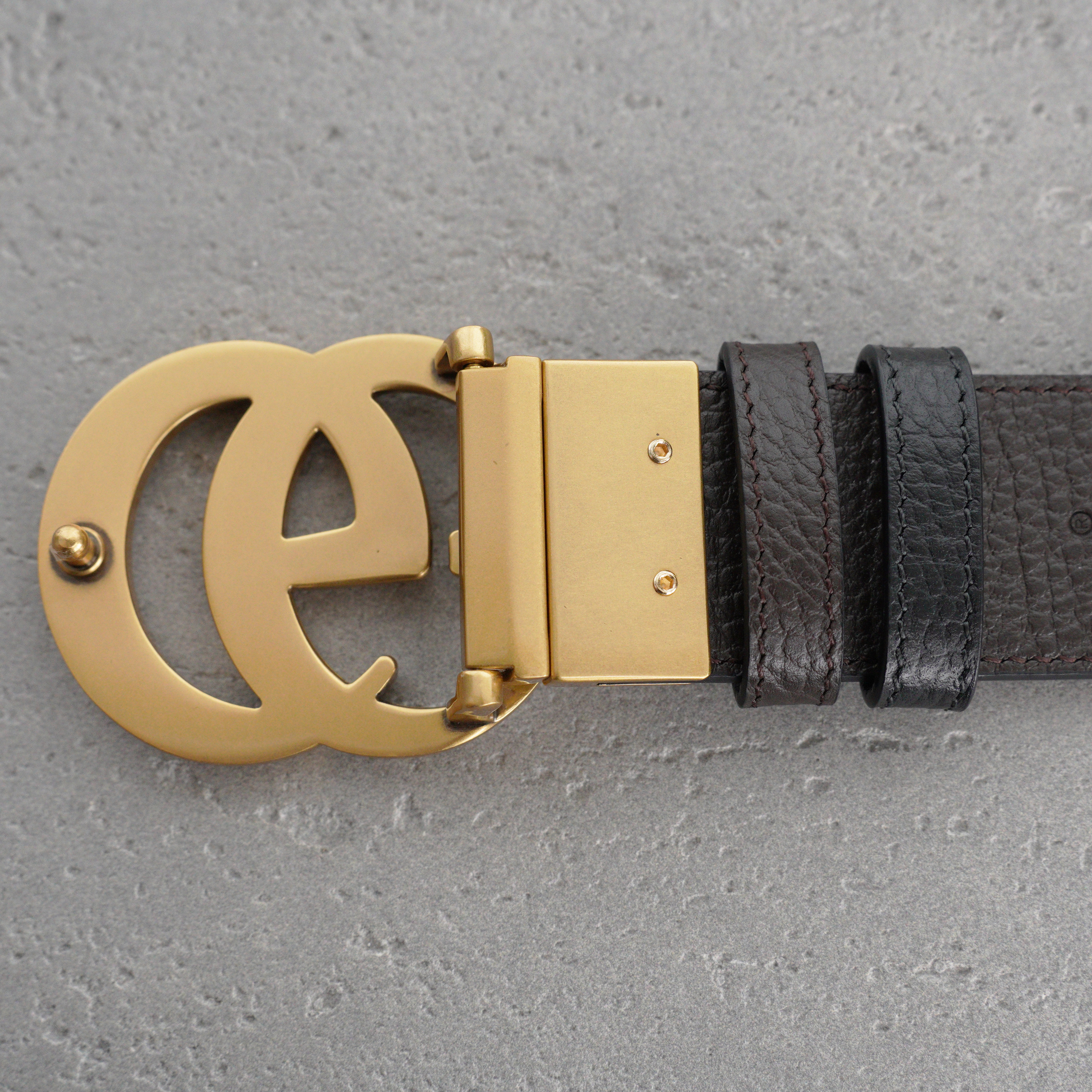 Gucci GG Marmont reversible belt in black/coffee leather-3.8cm（627055-CAO2T-8170）