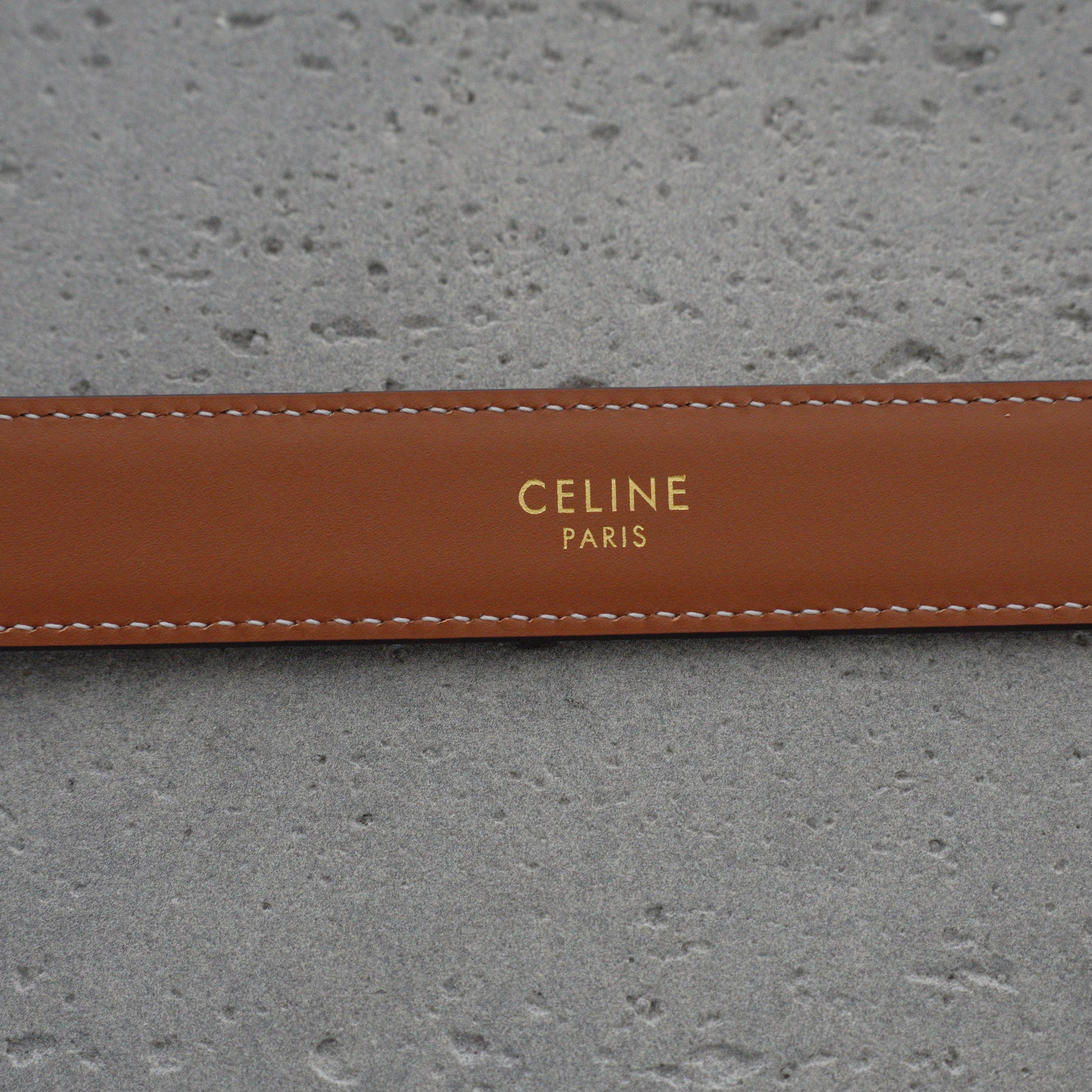 Celine Medium 25mm Triomphe Belt in Natural Calfskin（45AK93A78.04LU）