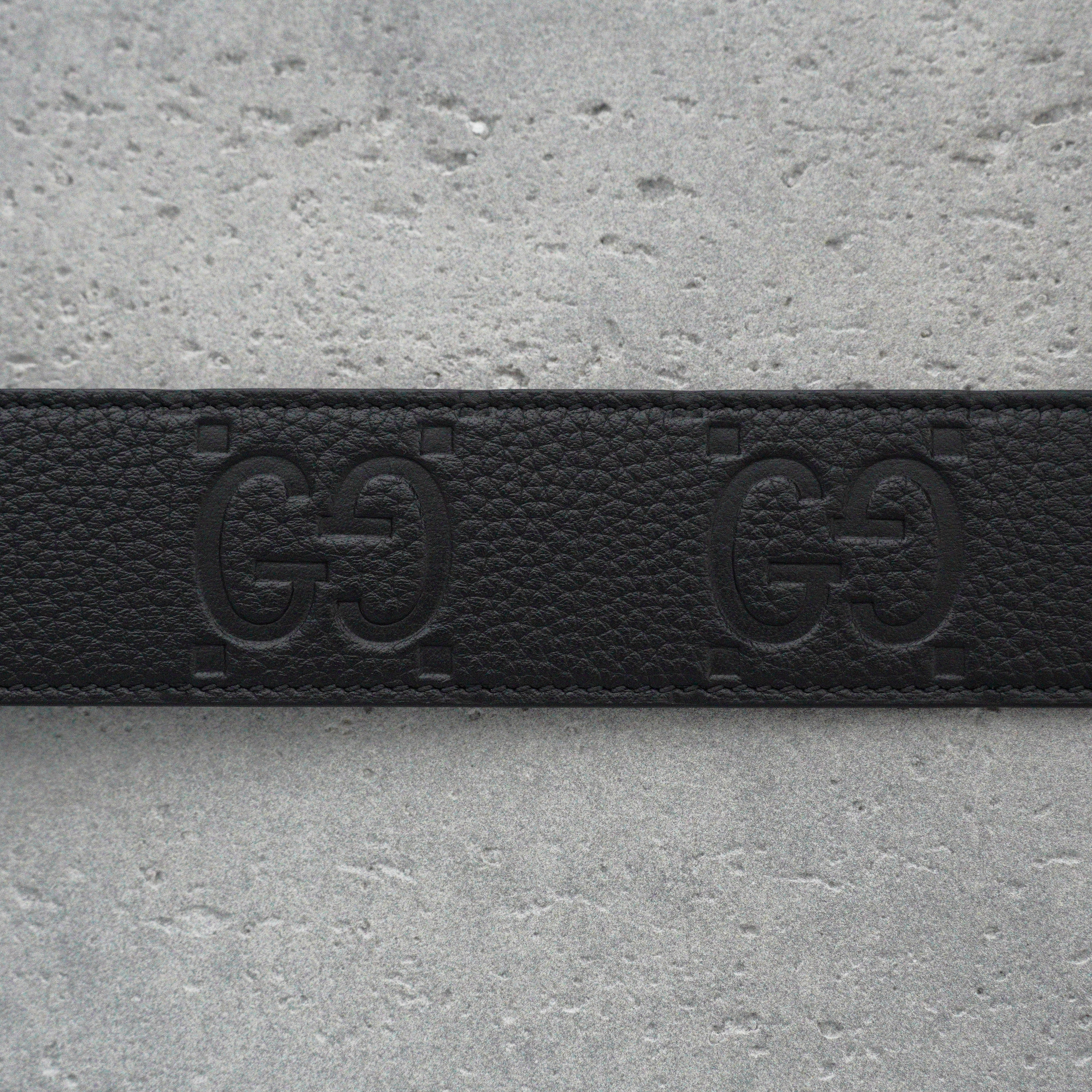 Gucci Leather Signature Belt -3.8cm （370543-CWC1G-1000）