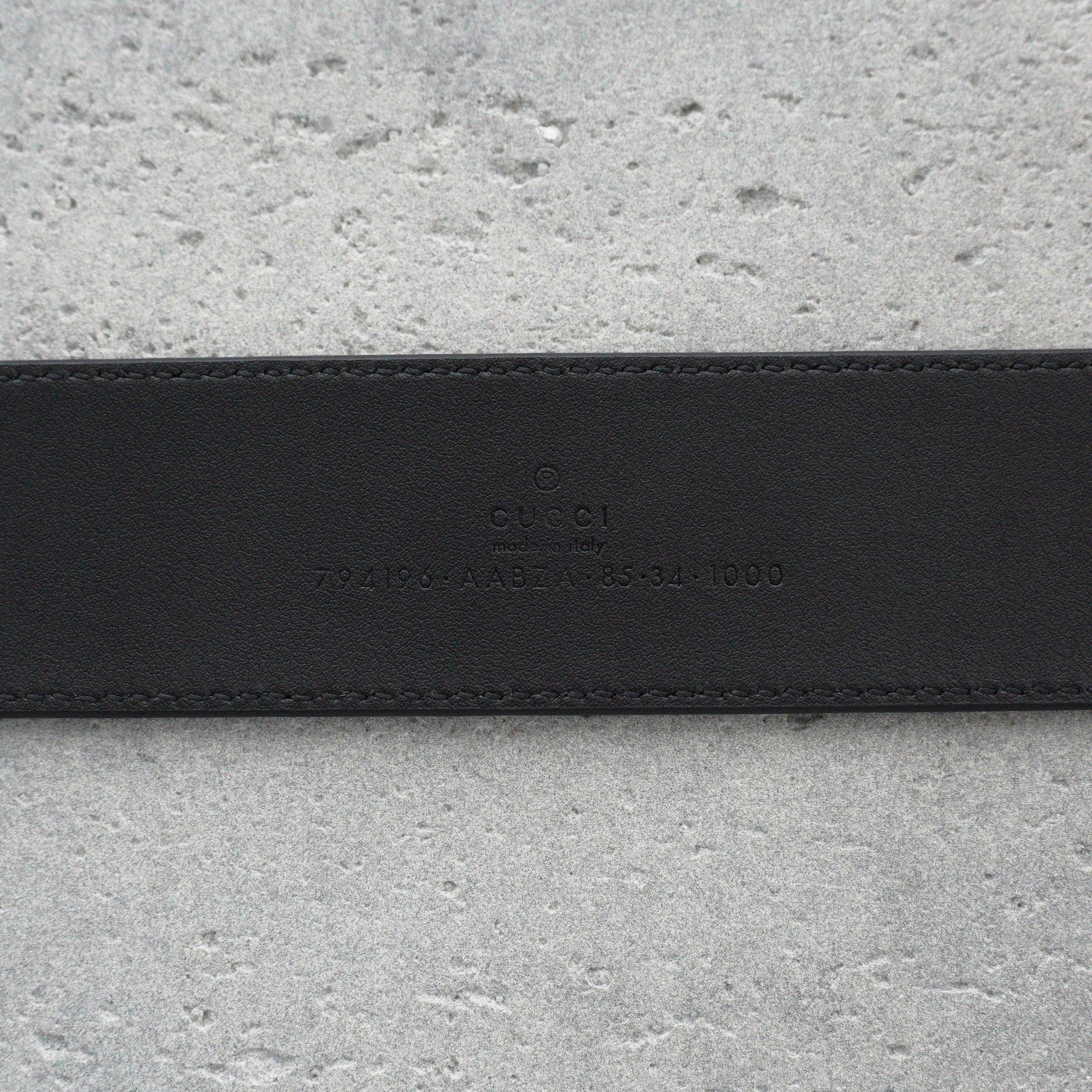 Gucci Leather Signature Belt -3.8cm （370543-CWC1G-1000）