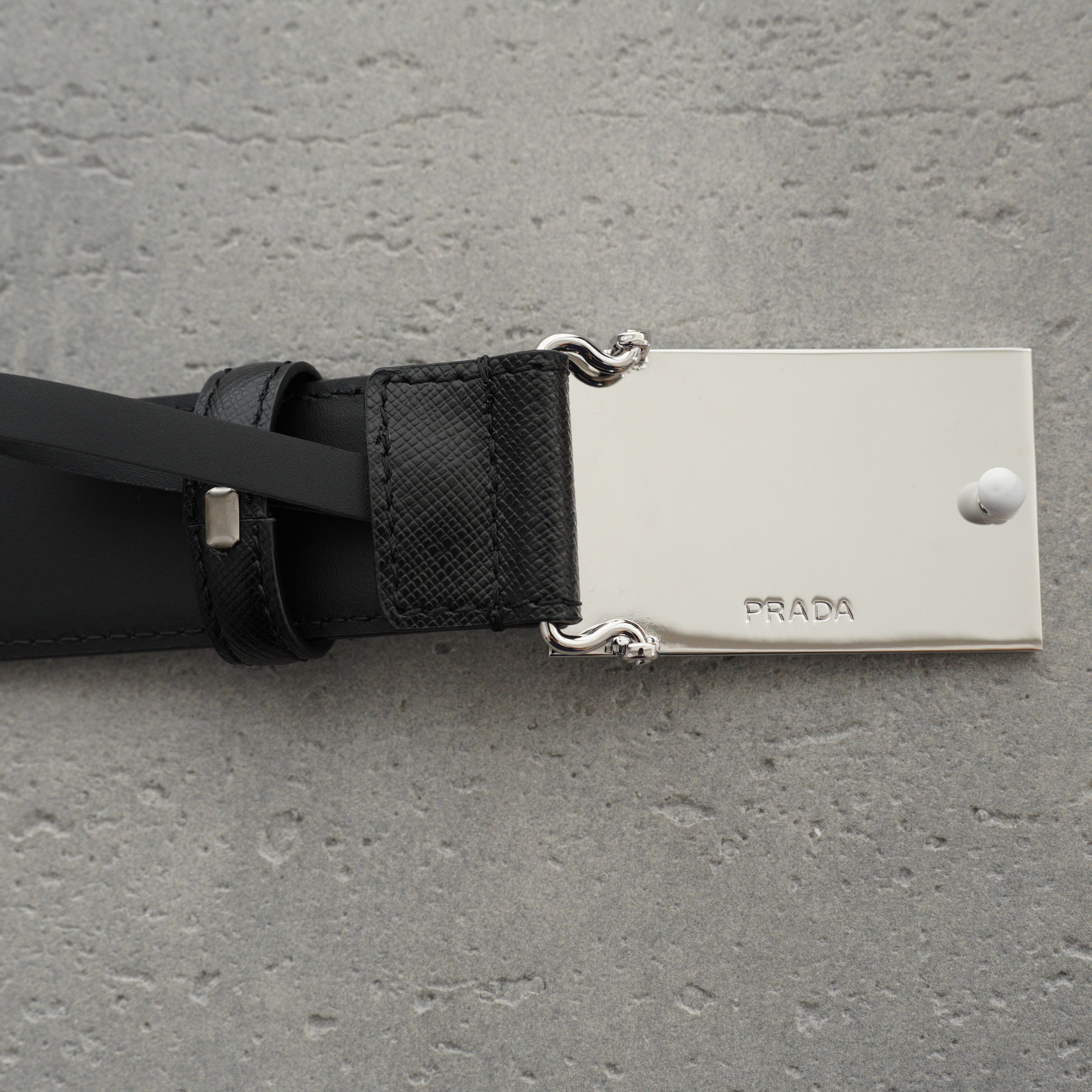 PRADA Saffiano Leather Belt In Black-3.5cm（2CM206-053-F0002）