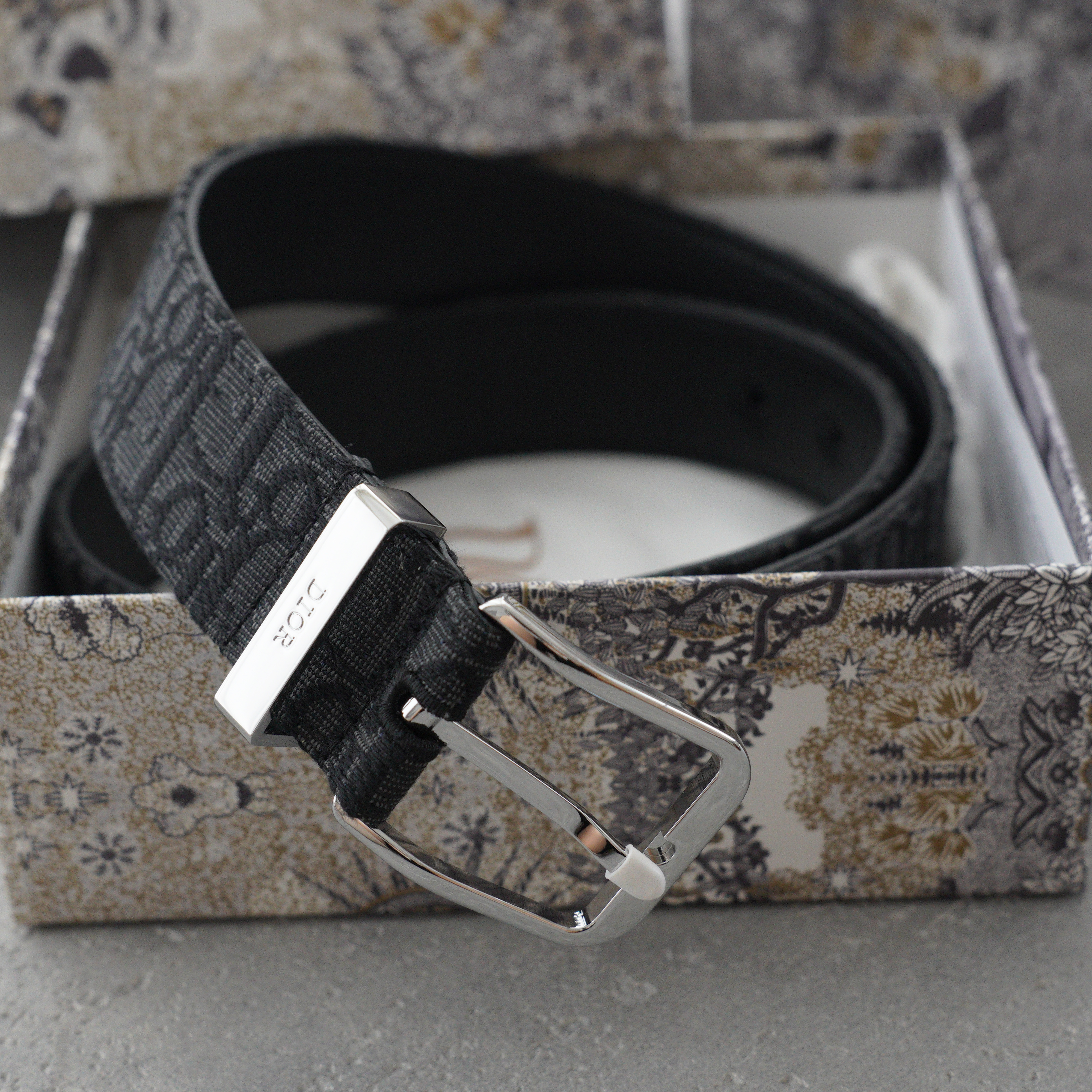 Dior 35mm Black Oblique Print Belt（4333PLYSE-H03E）