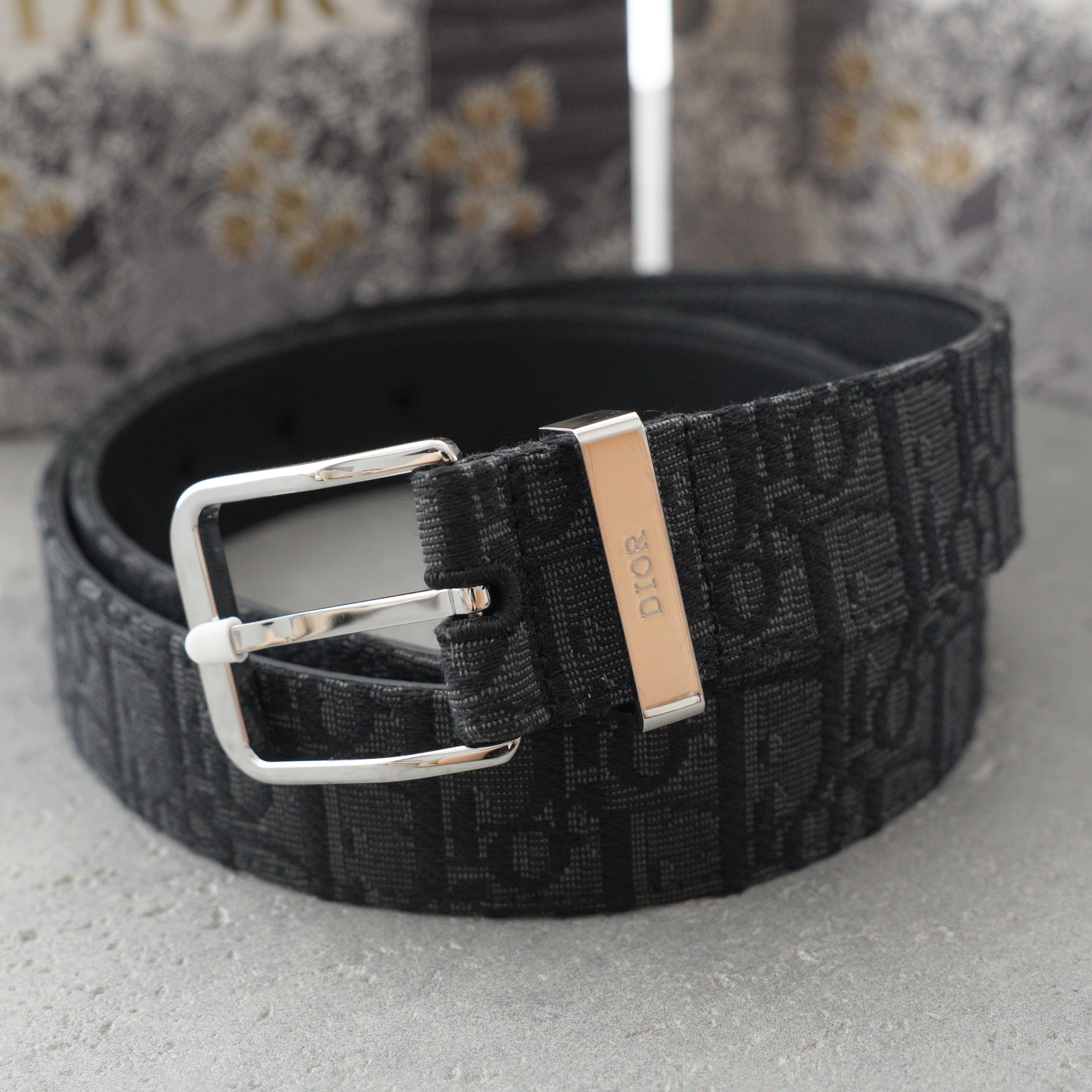 Dior 35mm Black Oblique Print Belt（4333PLYSE-H03E）