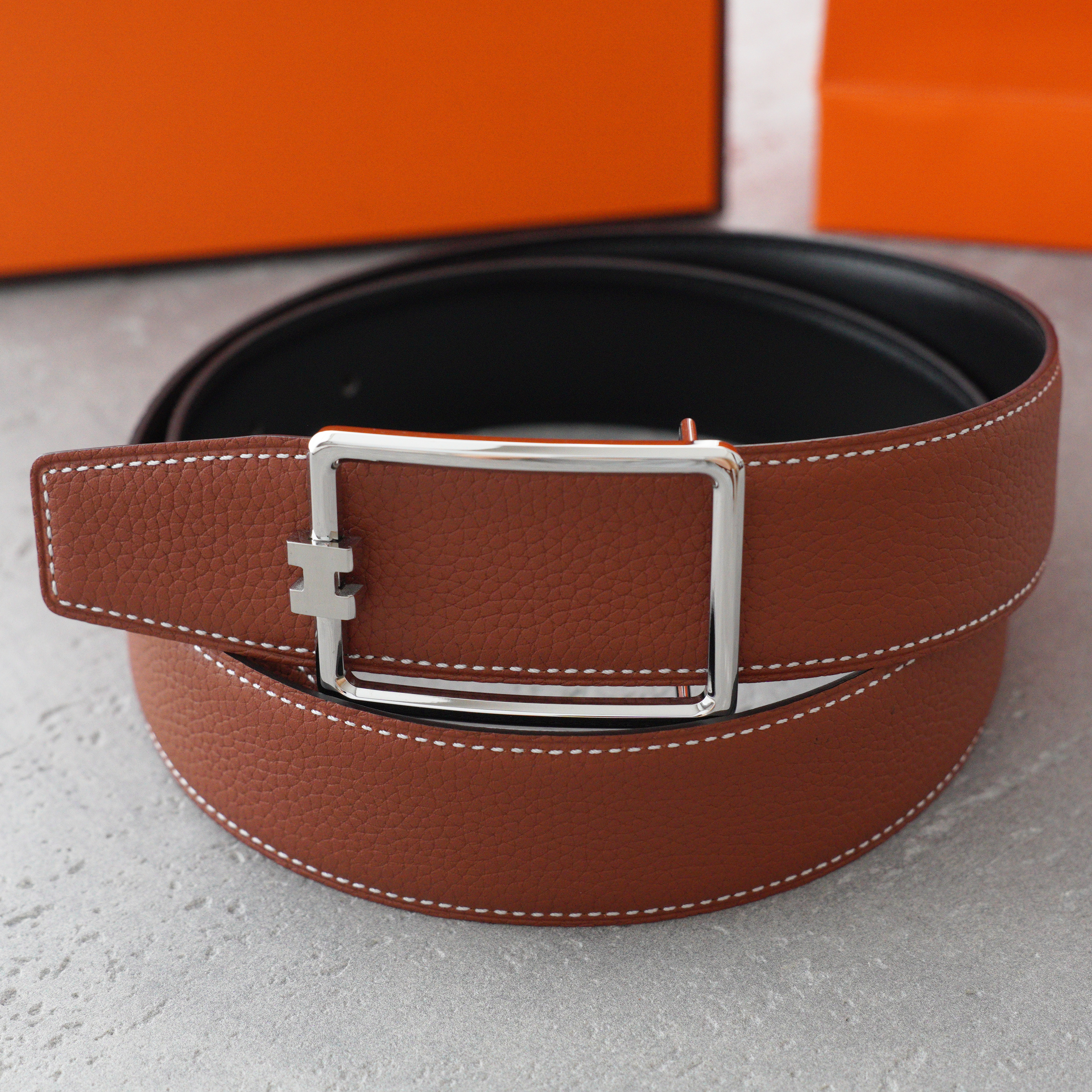 Hermes -- Leather Belts Men's-3.8cm（H081675CK05-H077971CAAA105）