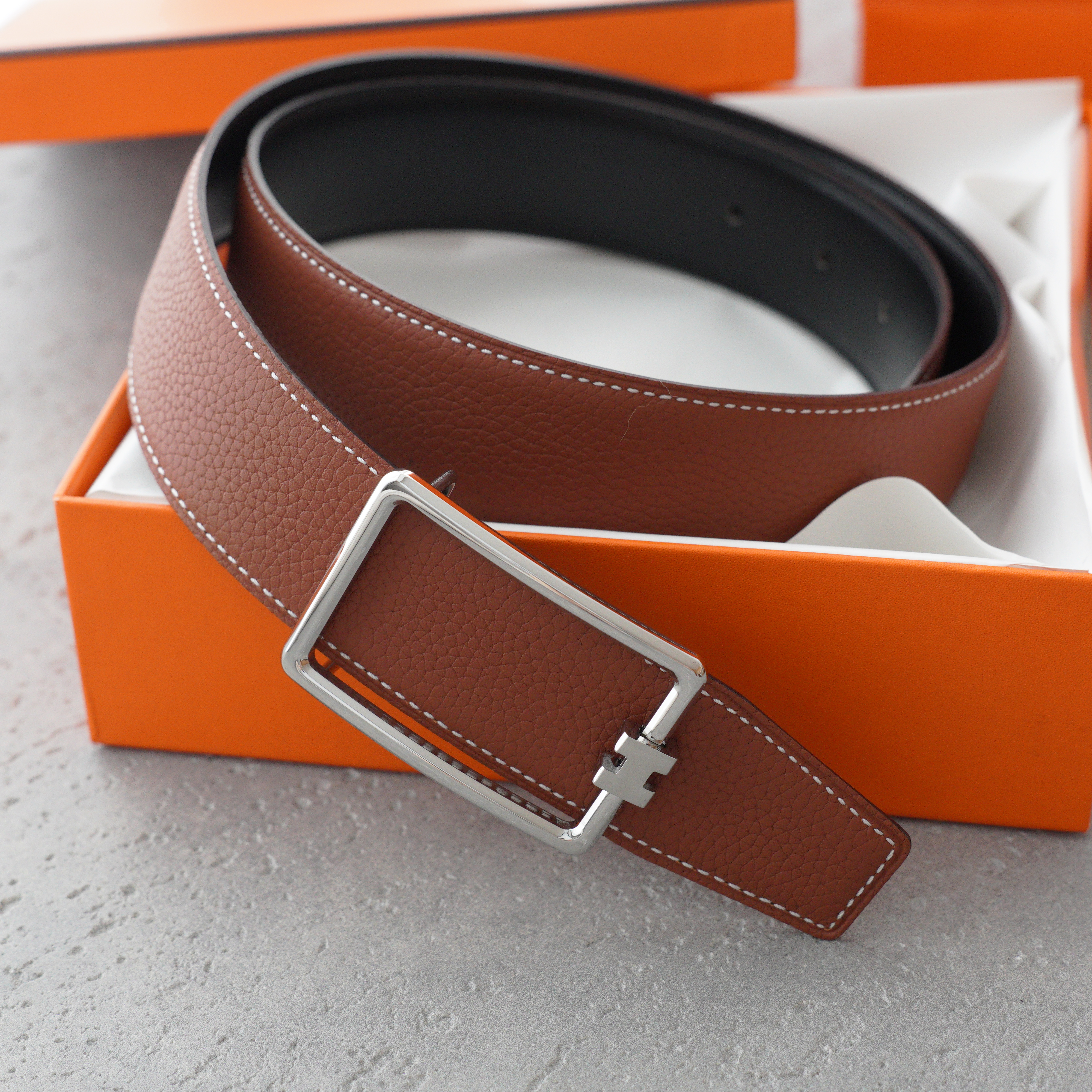 Hermes -- Leather Belts Men's-3.8cm（H081675CK05-H077971CAAA105）