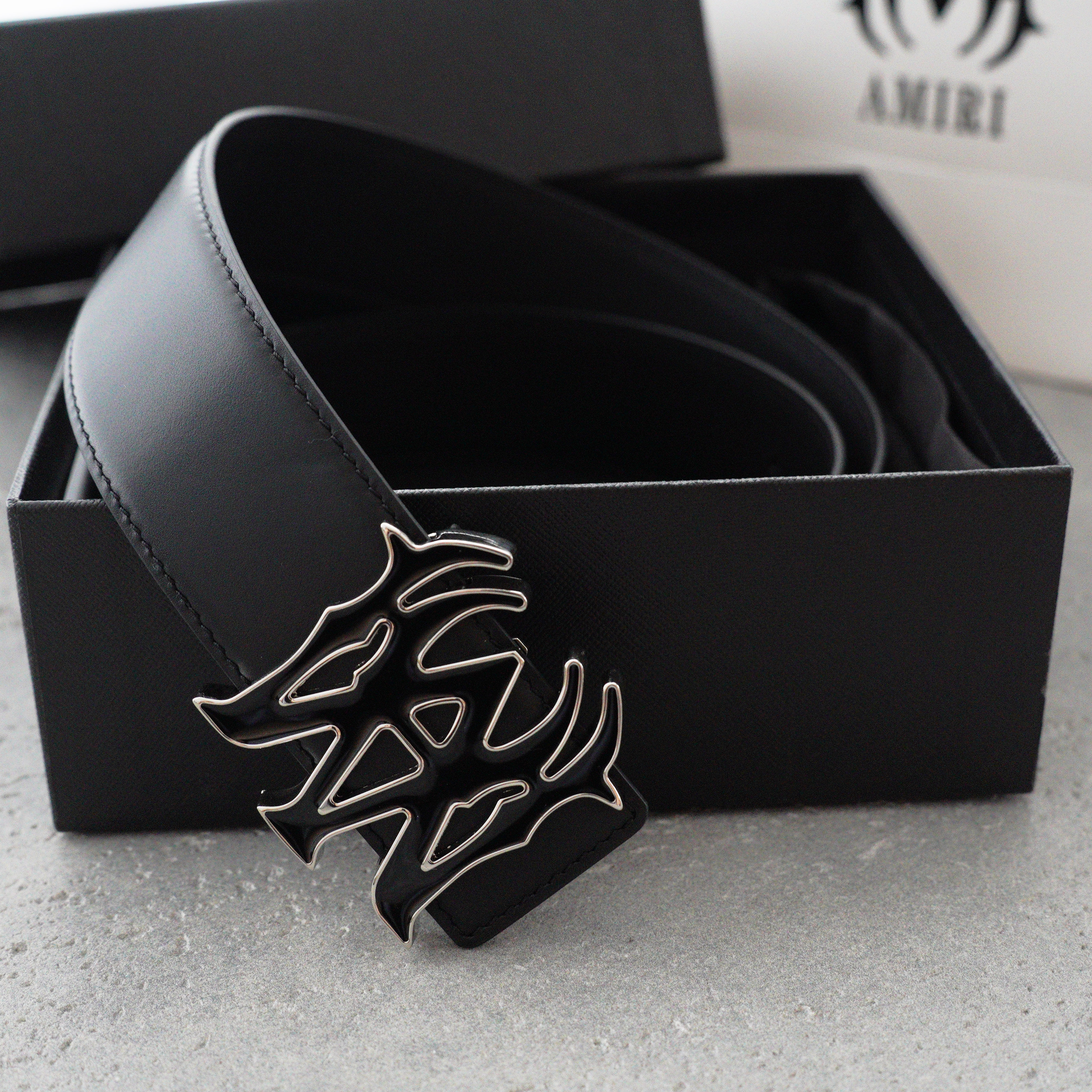 AMIRI Logo motif leather belt 4cm（PXMAL002024）