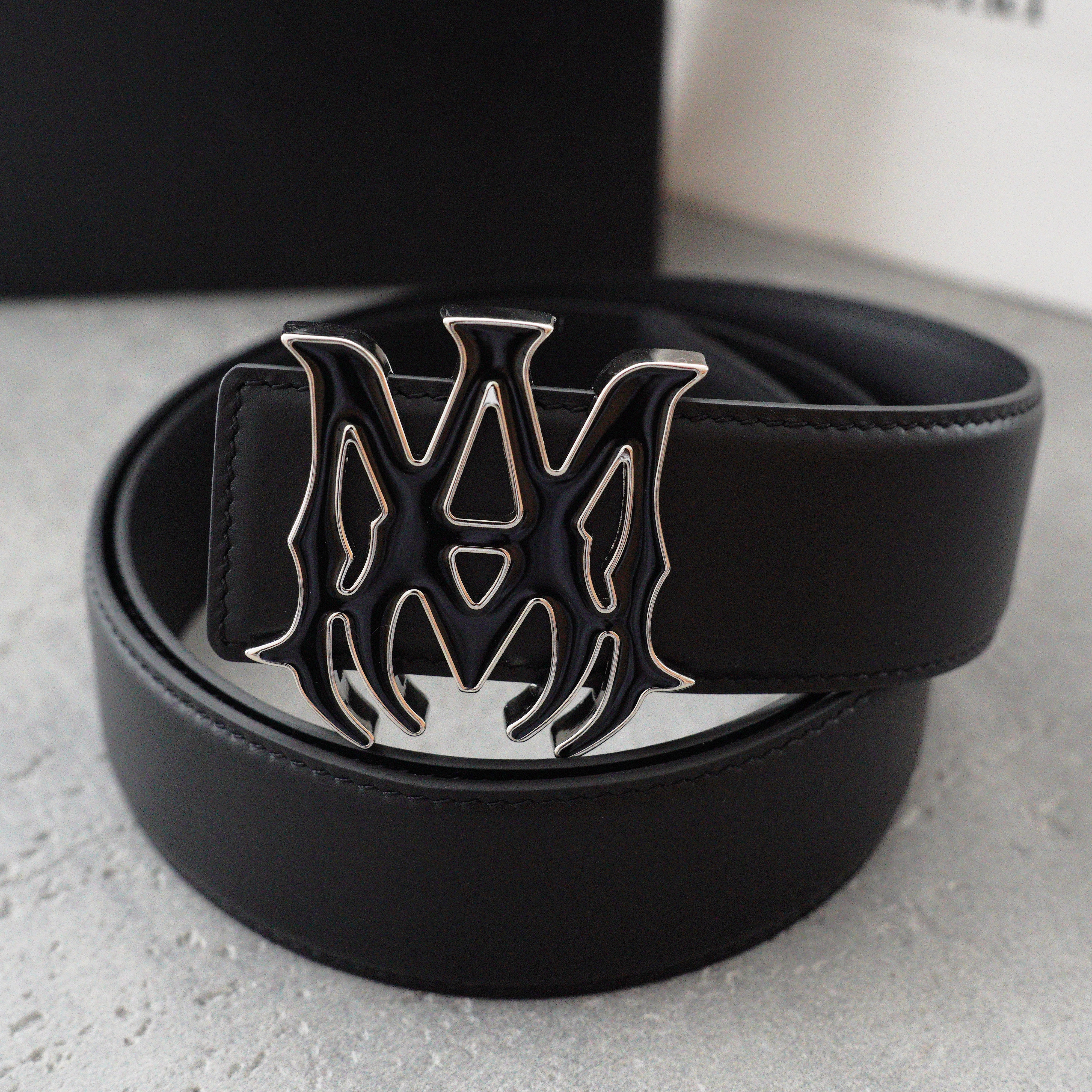 AMIRI Logo motif leather belt 4cm（PXMAL002024）