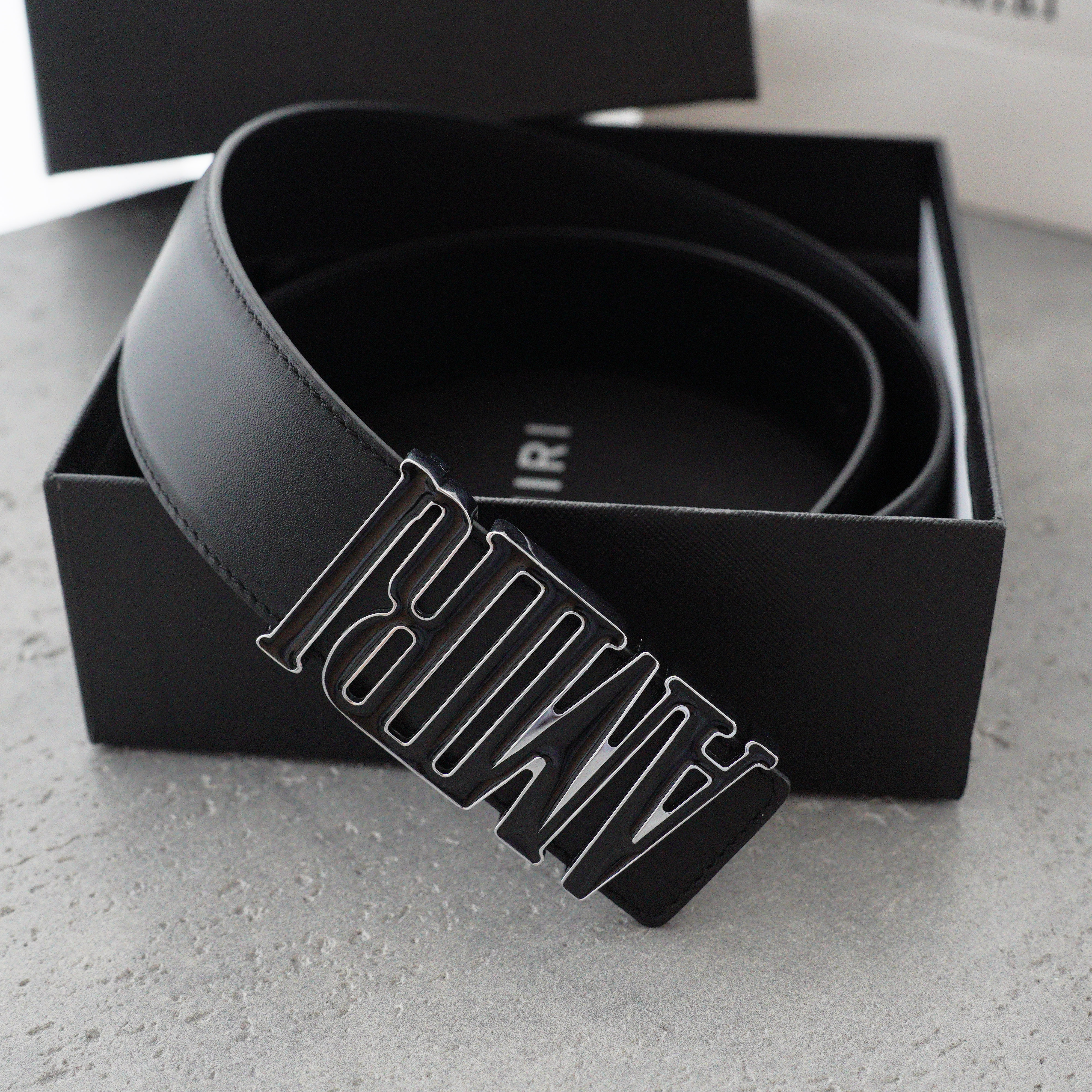 Amiri 3.5cm calfskin belt-black（PF22MAL002001）