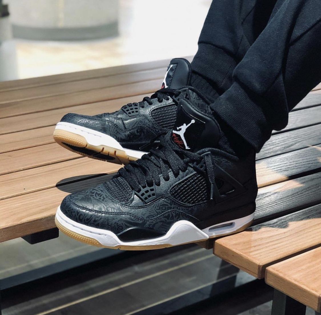 NIKE AIR JORDAN 4 RETRO LASER BLACK GUM (GS)（CI1184-001）