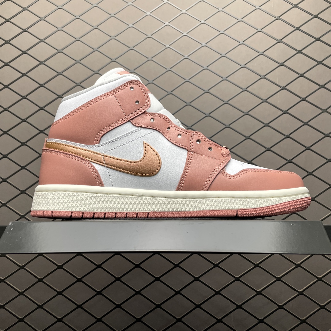 Jordan Air Jordan 1 Mid SE "Red Stardust" basketball shoes( FB9892-670)