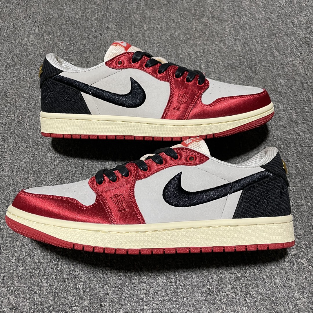 Trophy Room × Nike Air Jordan 1 Low OG "Sail and Varsity Red" (FN0432-100)