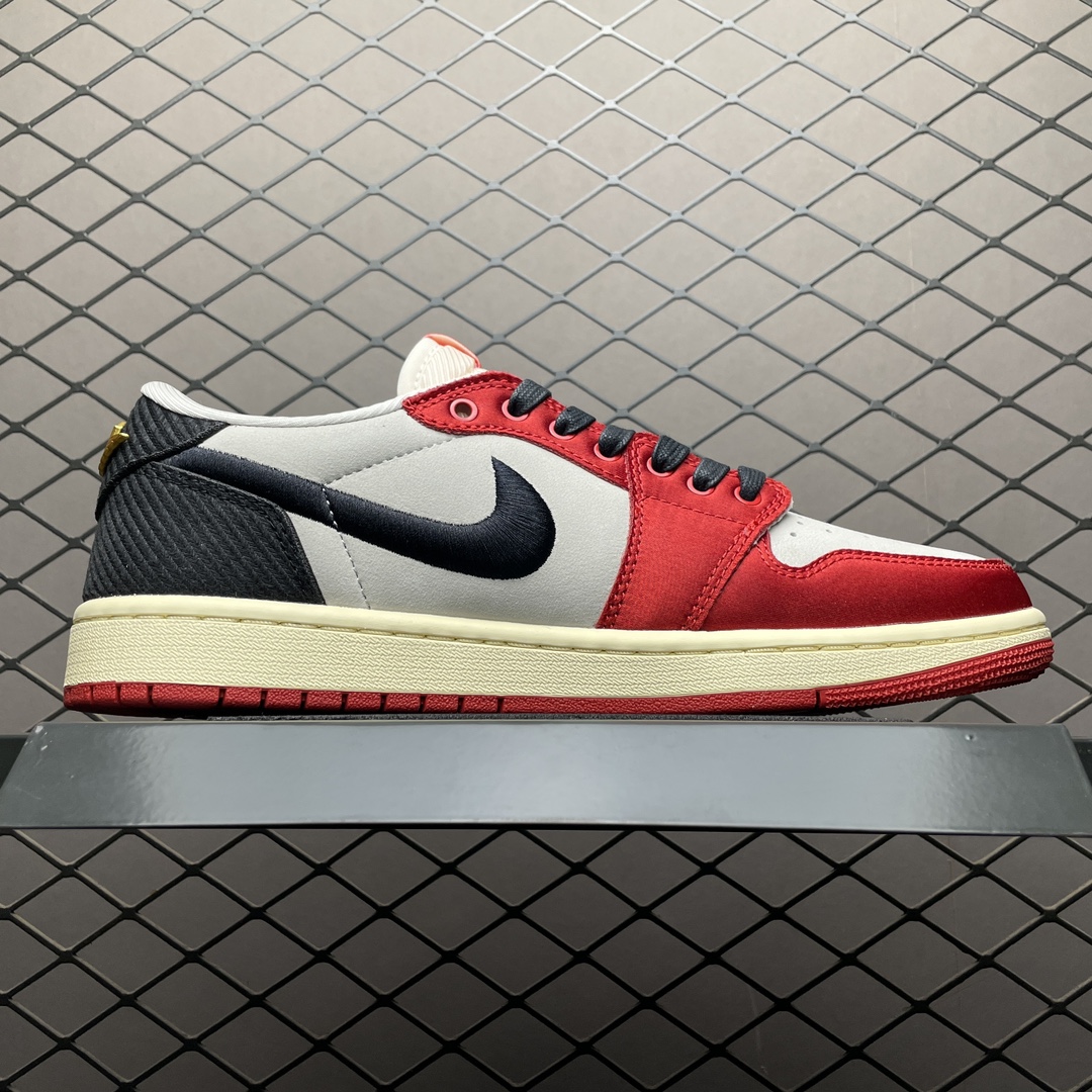 Trophy Room × Nike Air Jordan 1 Low OG "Sail and Varsity Red" (FN0432-100)