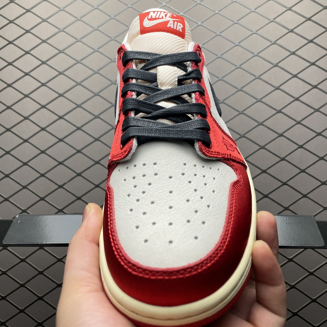 Trophy Room × Nike Air Jordan 1 Low OG "Sail and Varsity Red" (FN0432-100)