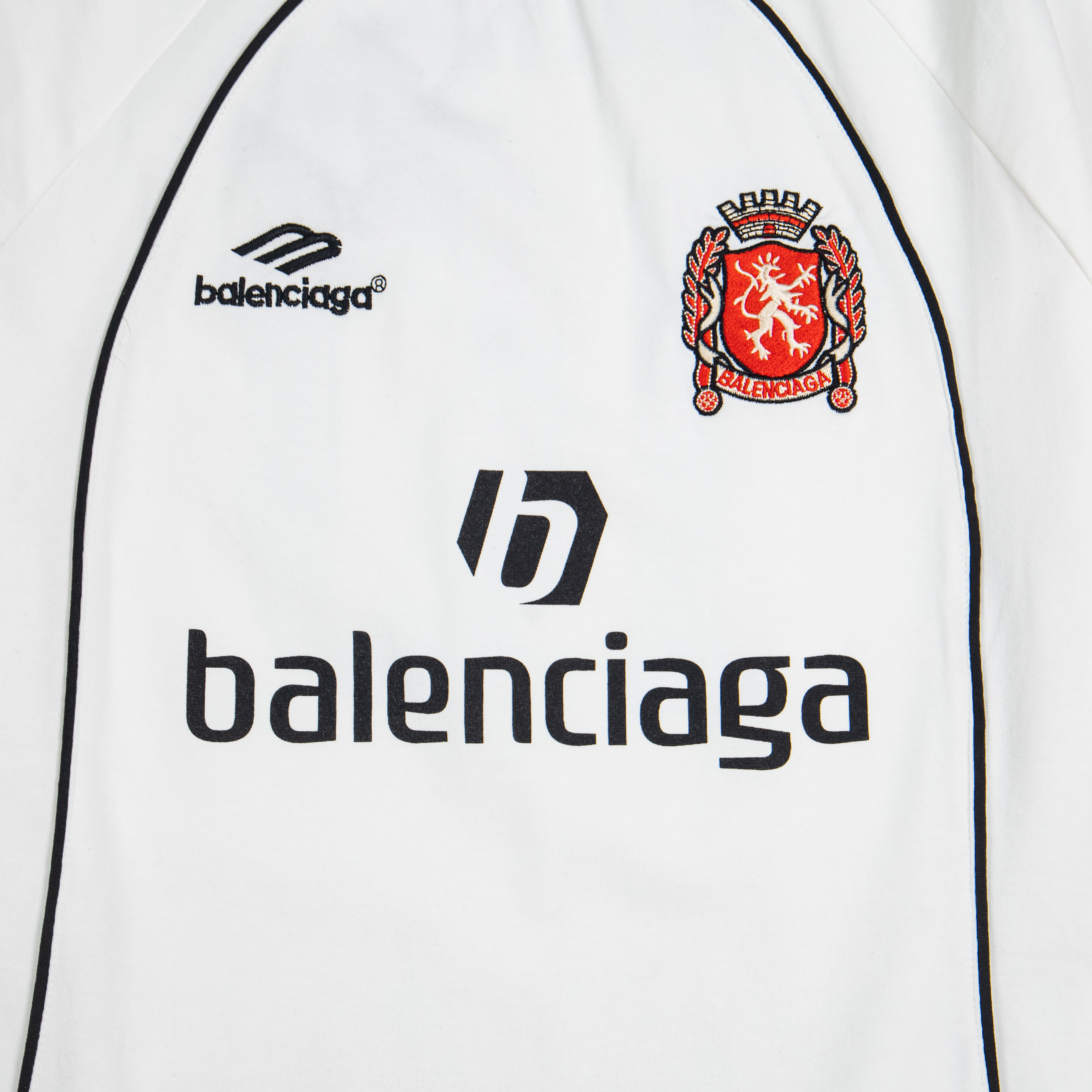 BALENCIAGA Men's Paris Soccer Long Sleeve T-Shirt Oversized "Black/White"(778972TPVT71070）