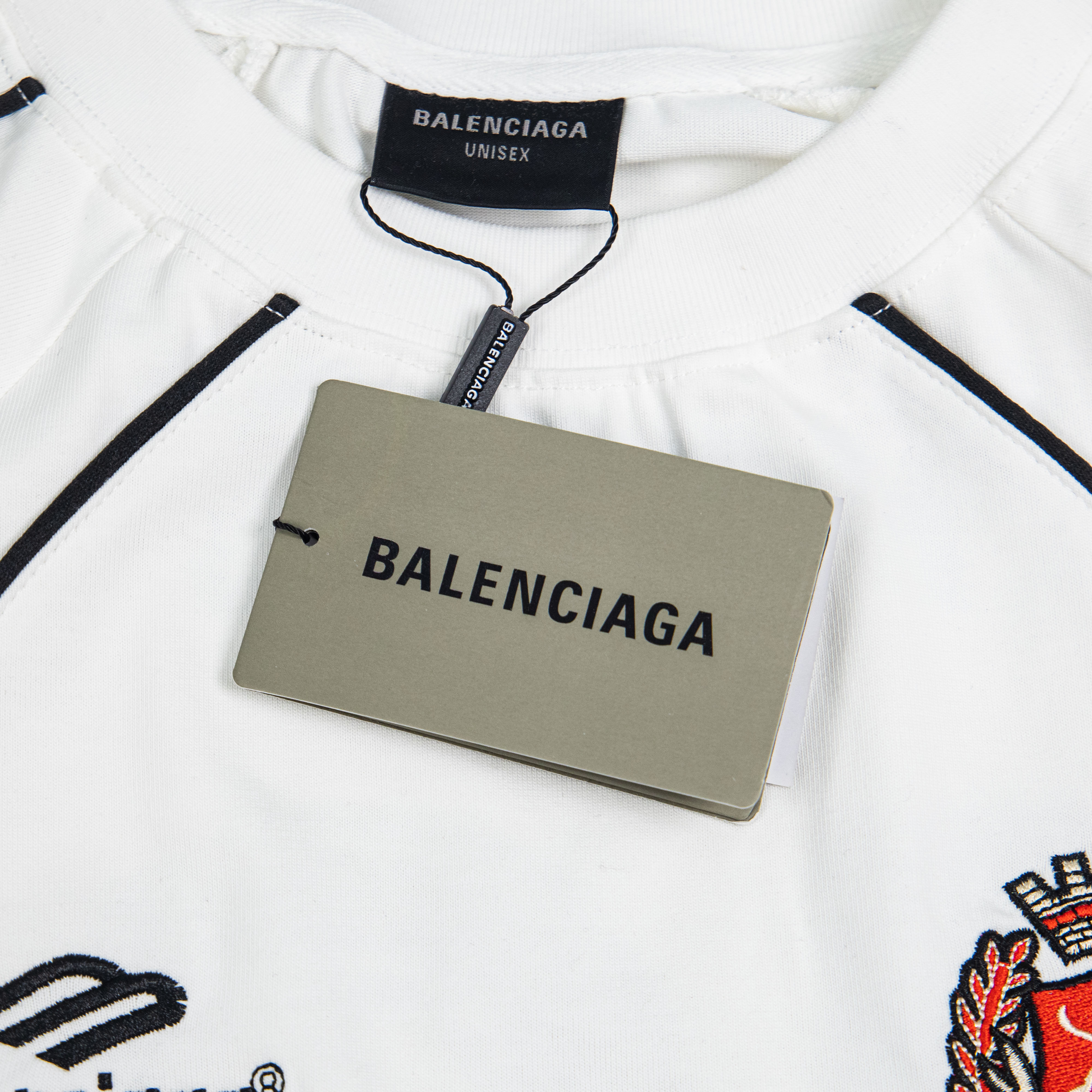 BALENCIAGA Men's Paris Soccer Long Sleeve T-Shirt Oversized "Black/White"(778972TPVT71070）
