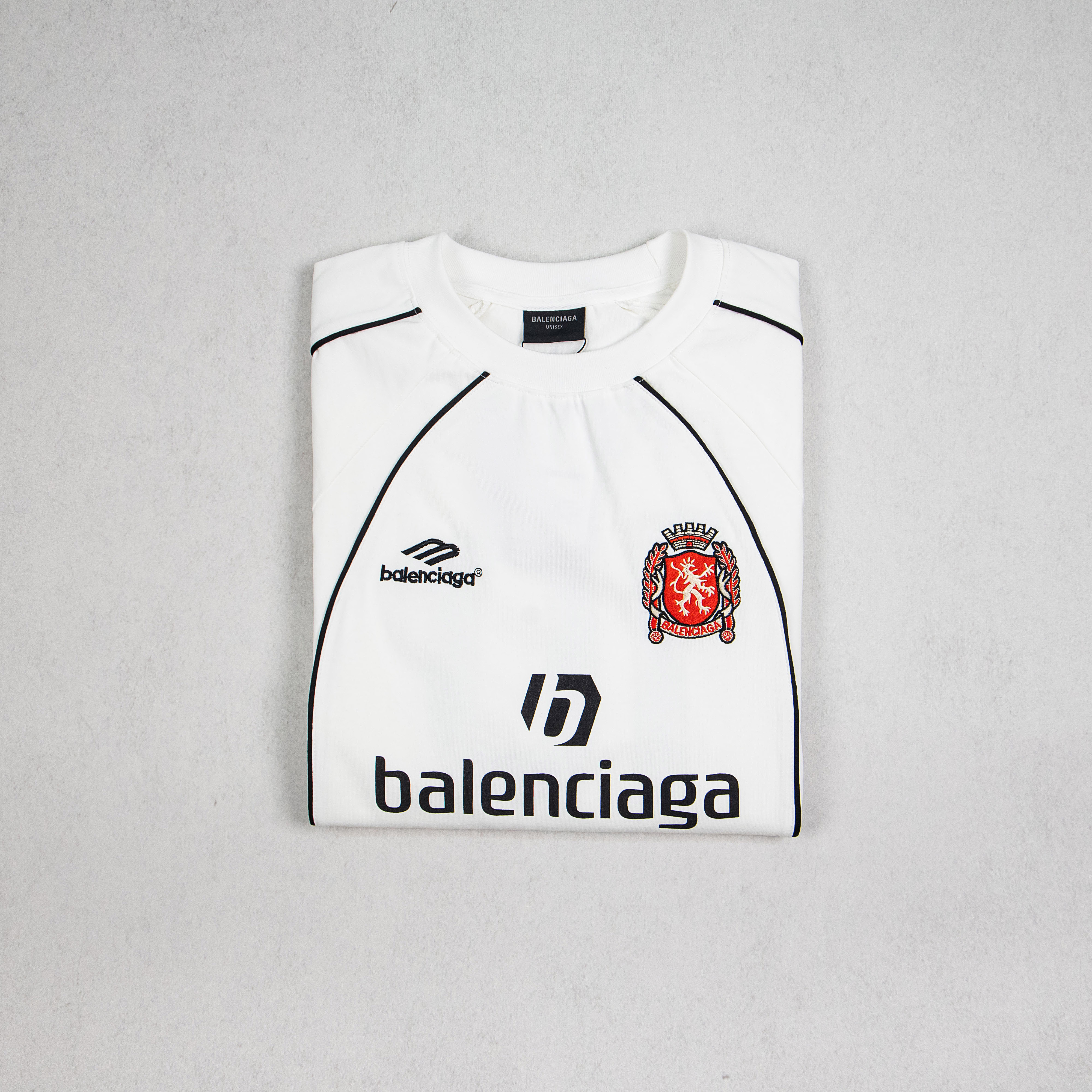 BALENCIAGA Men's Paris Soccer Long Sleeve T-Shirt Oversized "Black/White"(778972TPVT71070）