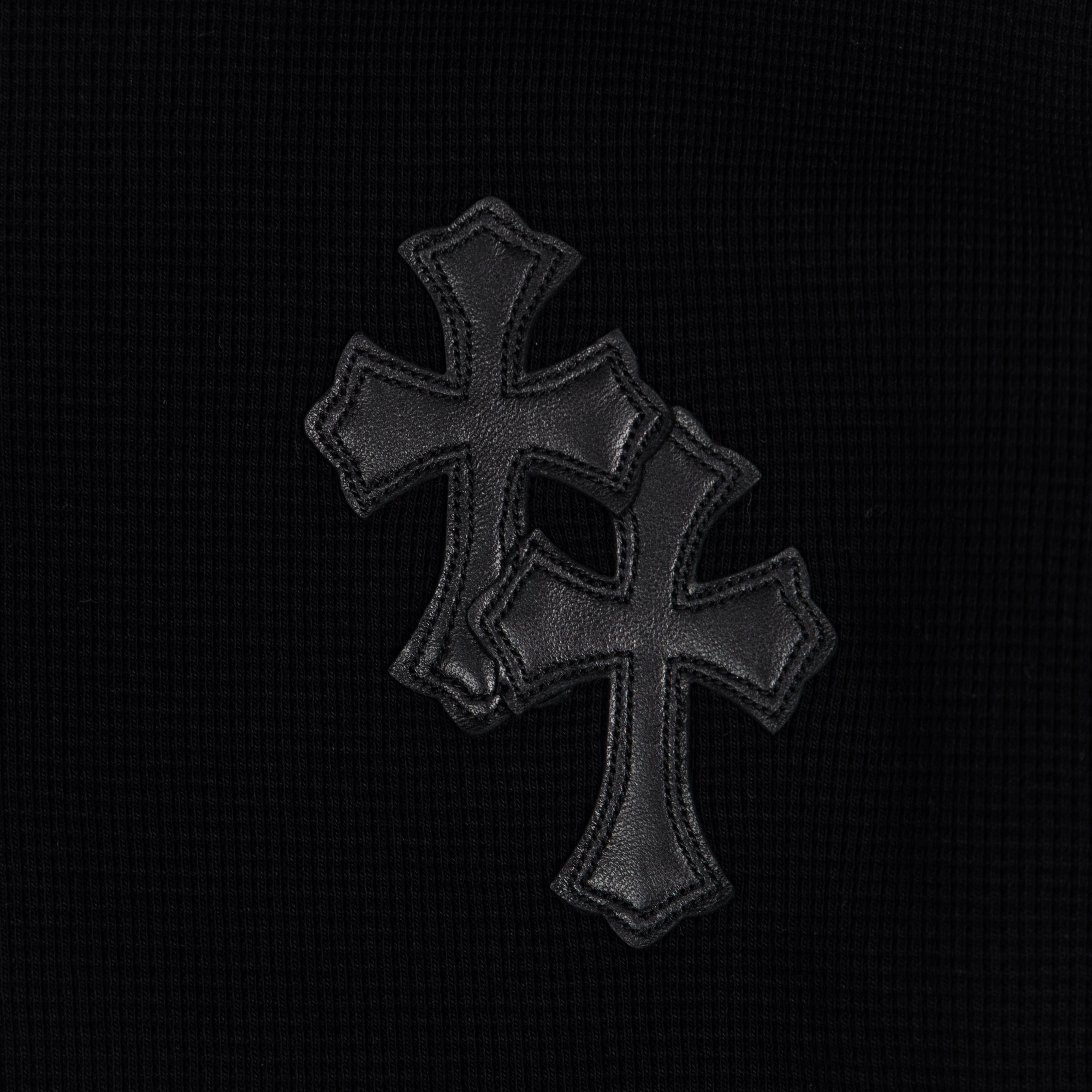 Chrome Hearts  Long-sleeve top with cross-stitch leather appliqué（CH-2026724）