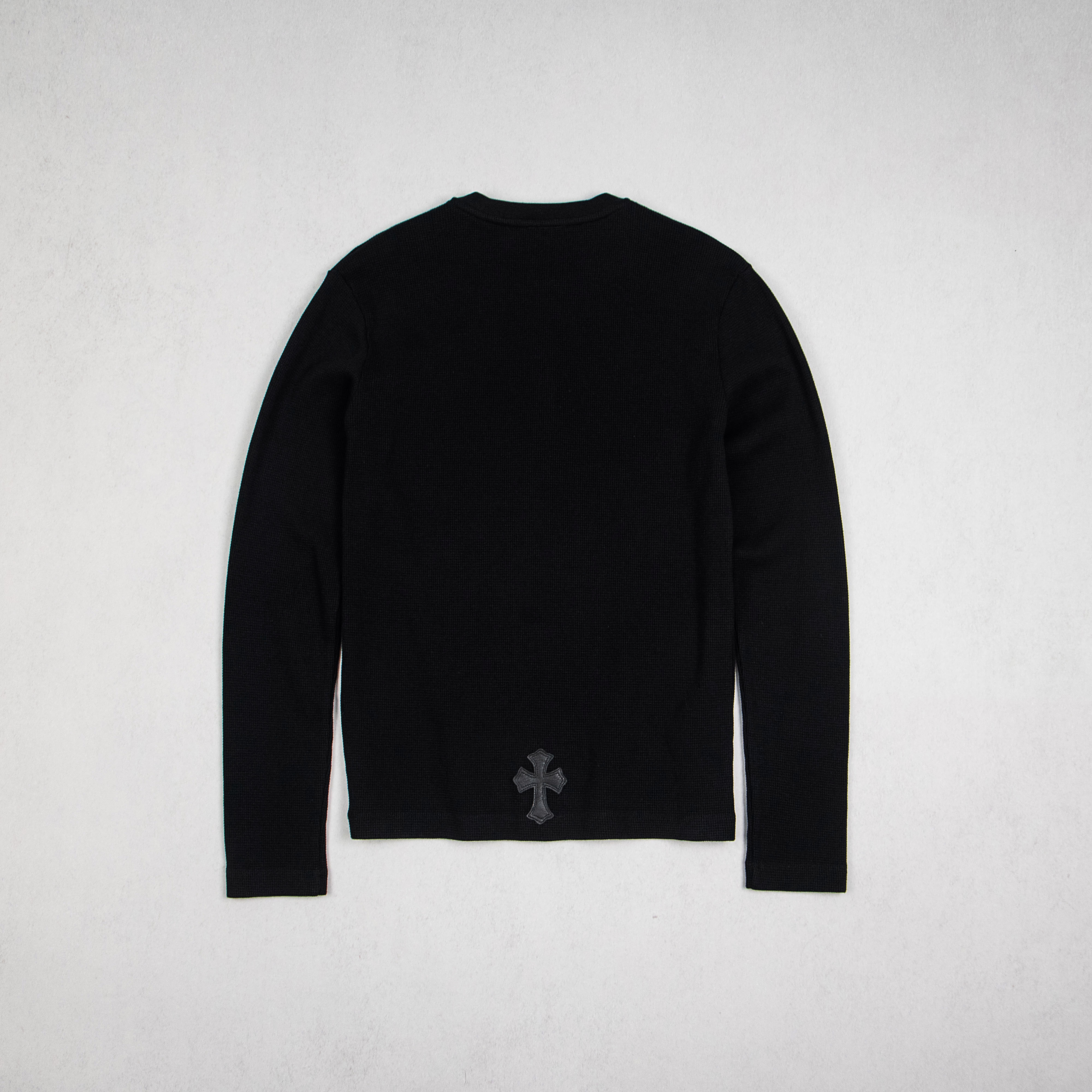 Chrome Hearts  Long-sleeve top with cross-stitch leather appliqué（CH-2026724）