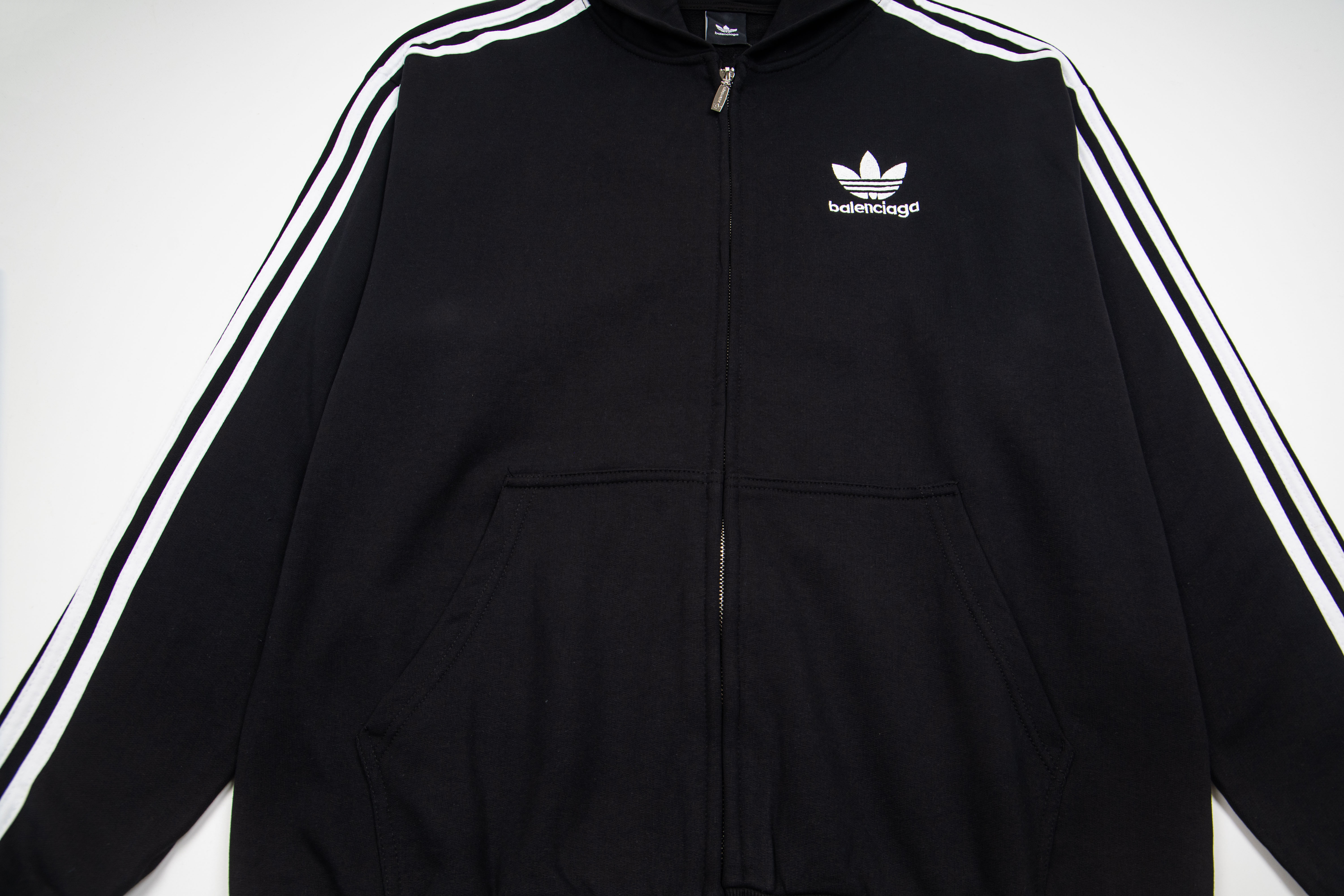 adidas BALENCIAGA Zip-Up Hoodie Small Fit "Black" (723754TNVN28482）