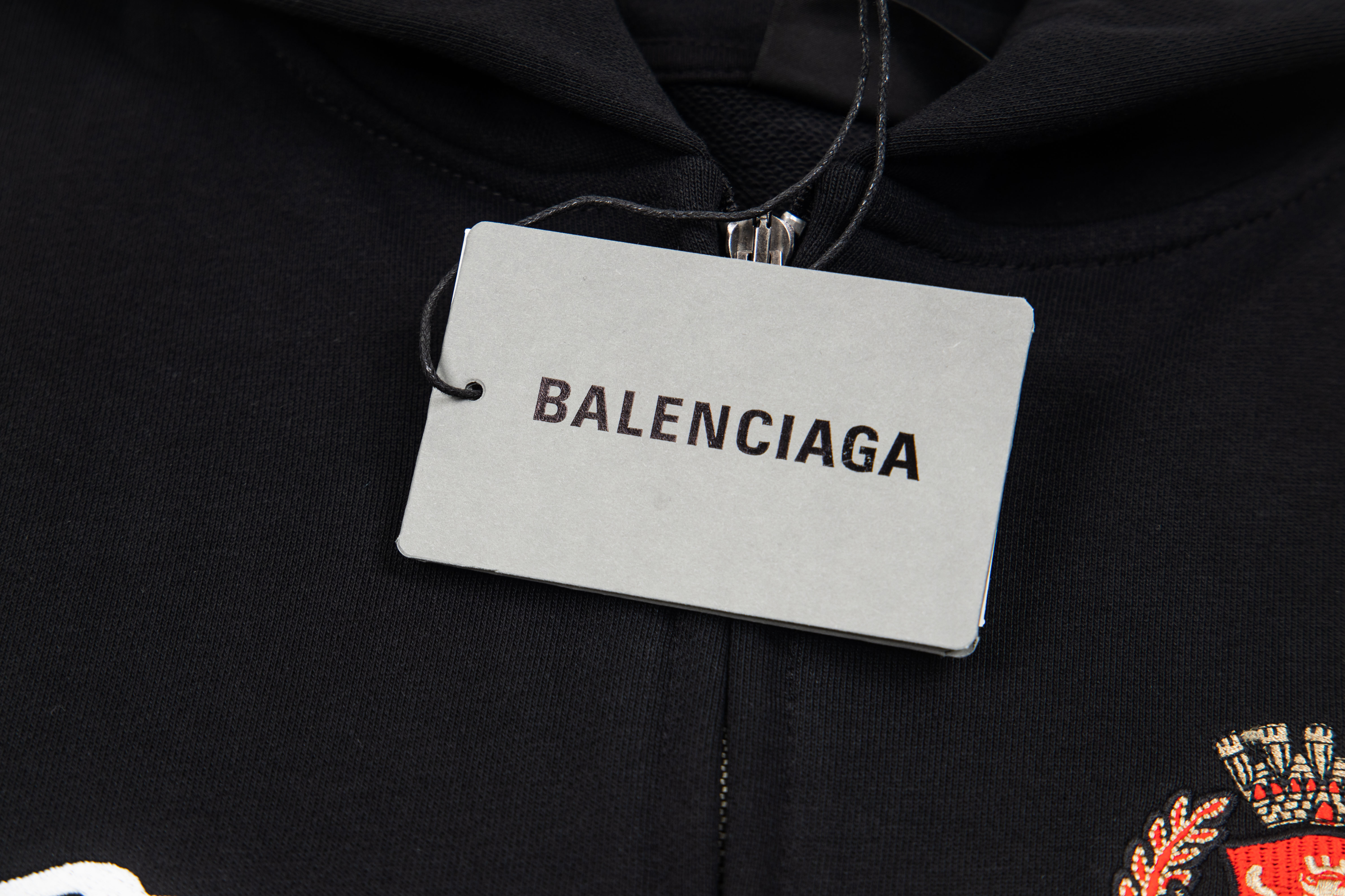 Balenciaga Paris Soccer Zip-up Hoodie Medium Fit 'Black White'(744457TPVS61070）