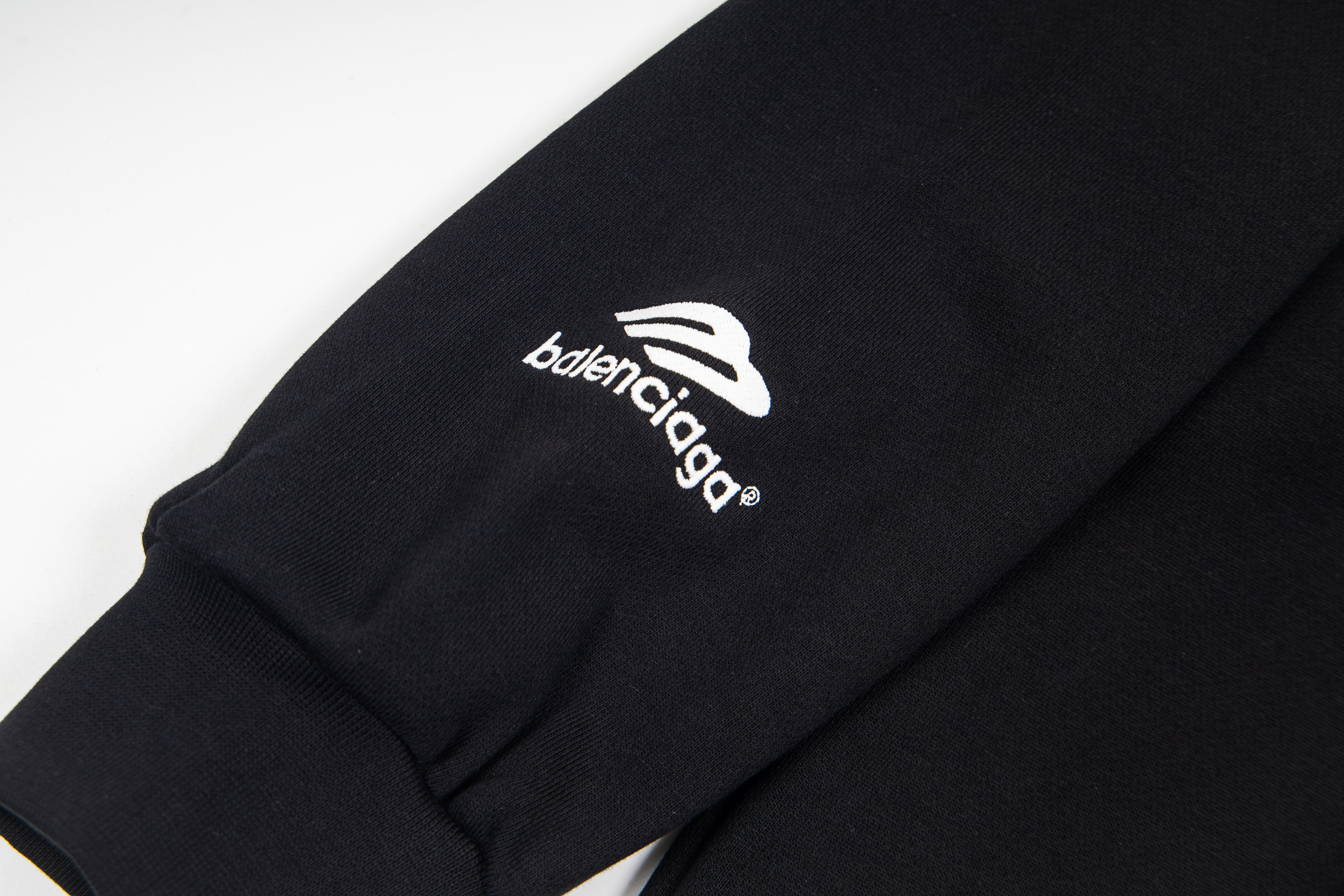 Balenciaga Paris Soccer Zip-up Hoodie Medium Fit 'Black White'(744457TPVS61070）