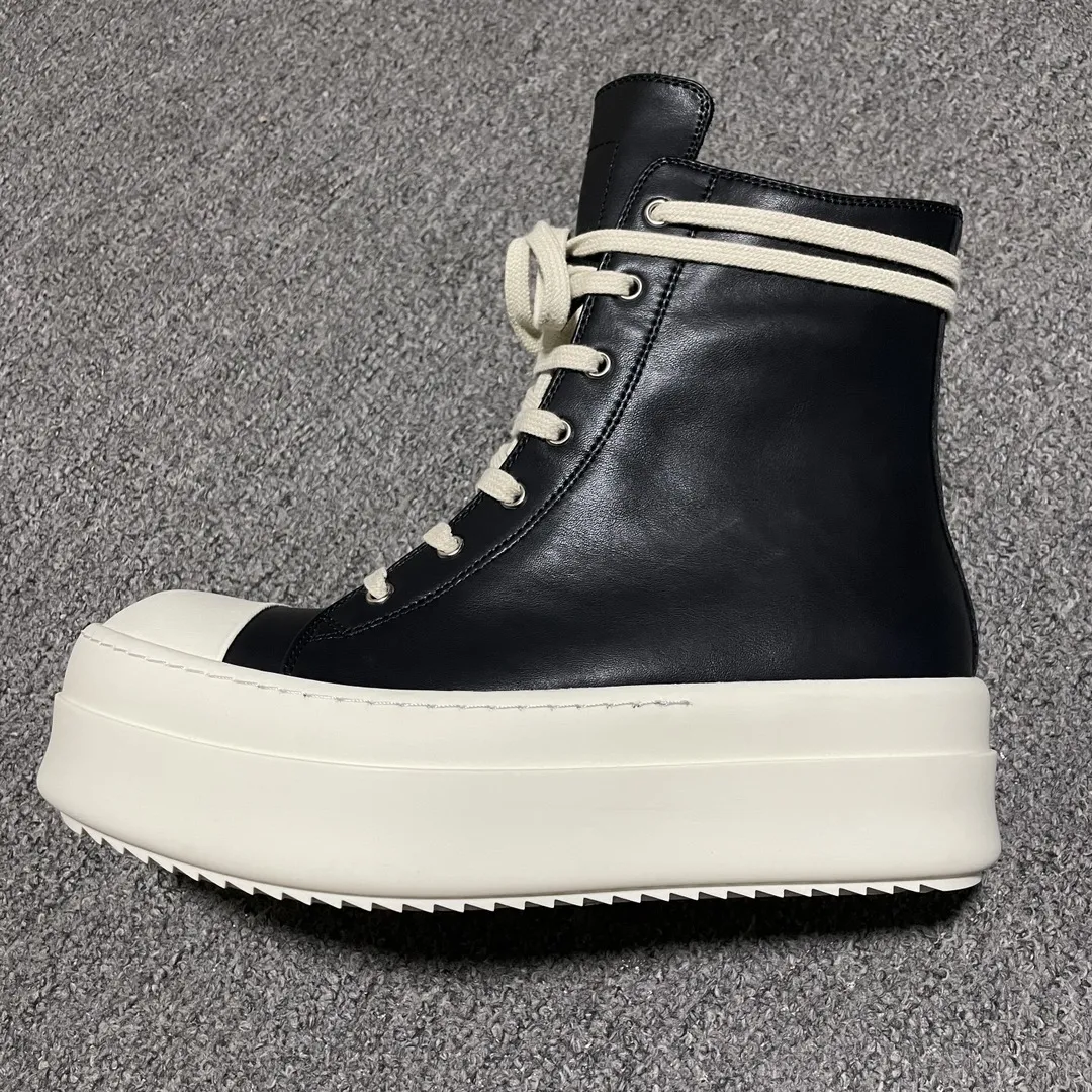 RICK OWENS/RO Black leather Lido sneakers(RR02C7859LOO-911)