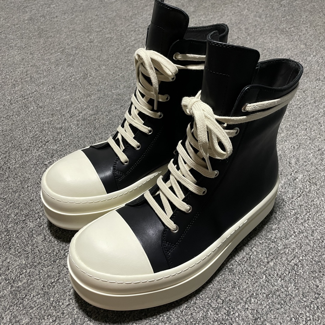 RICK OWENS/RO Black leather Lido sneakers(RR02C7859LOO-911)