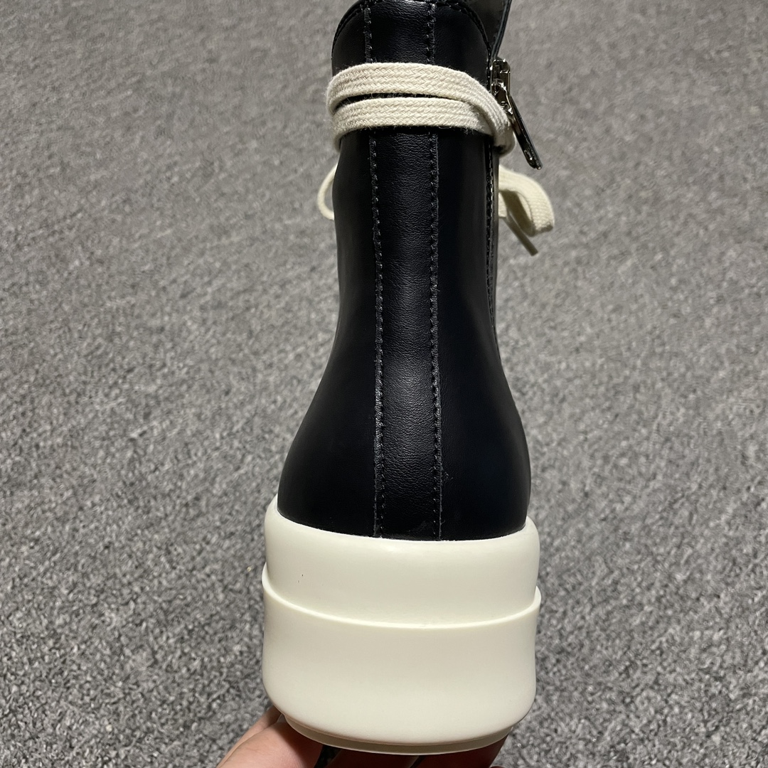 RICK OWENS/RO Black leather Lido sneakers(RR02C7859LOO-911)