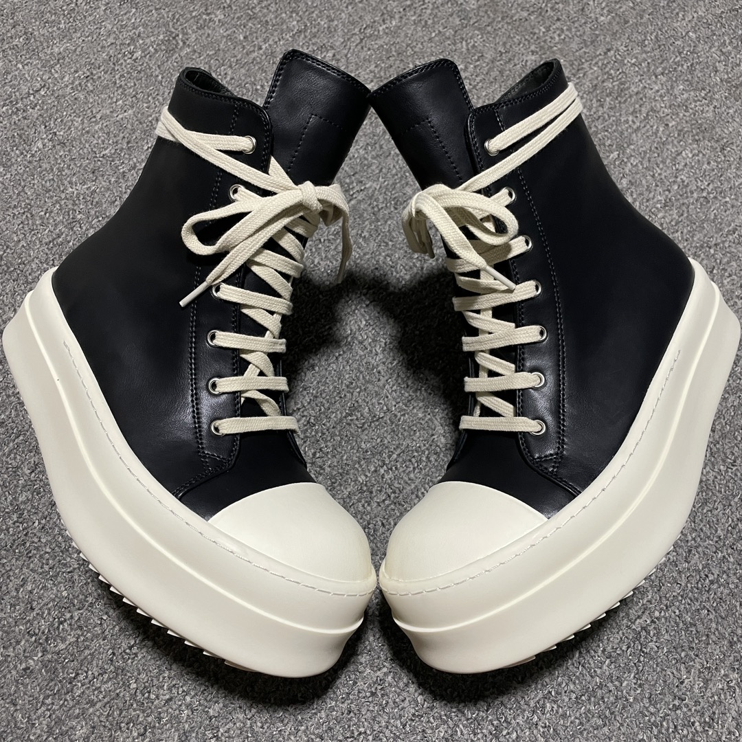 RICK OWENS/RO Black leather Lido sneakers(RR02C7859LOO-911)