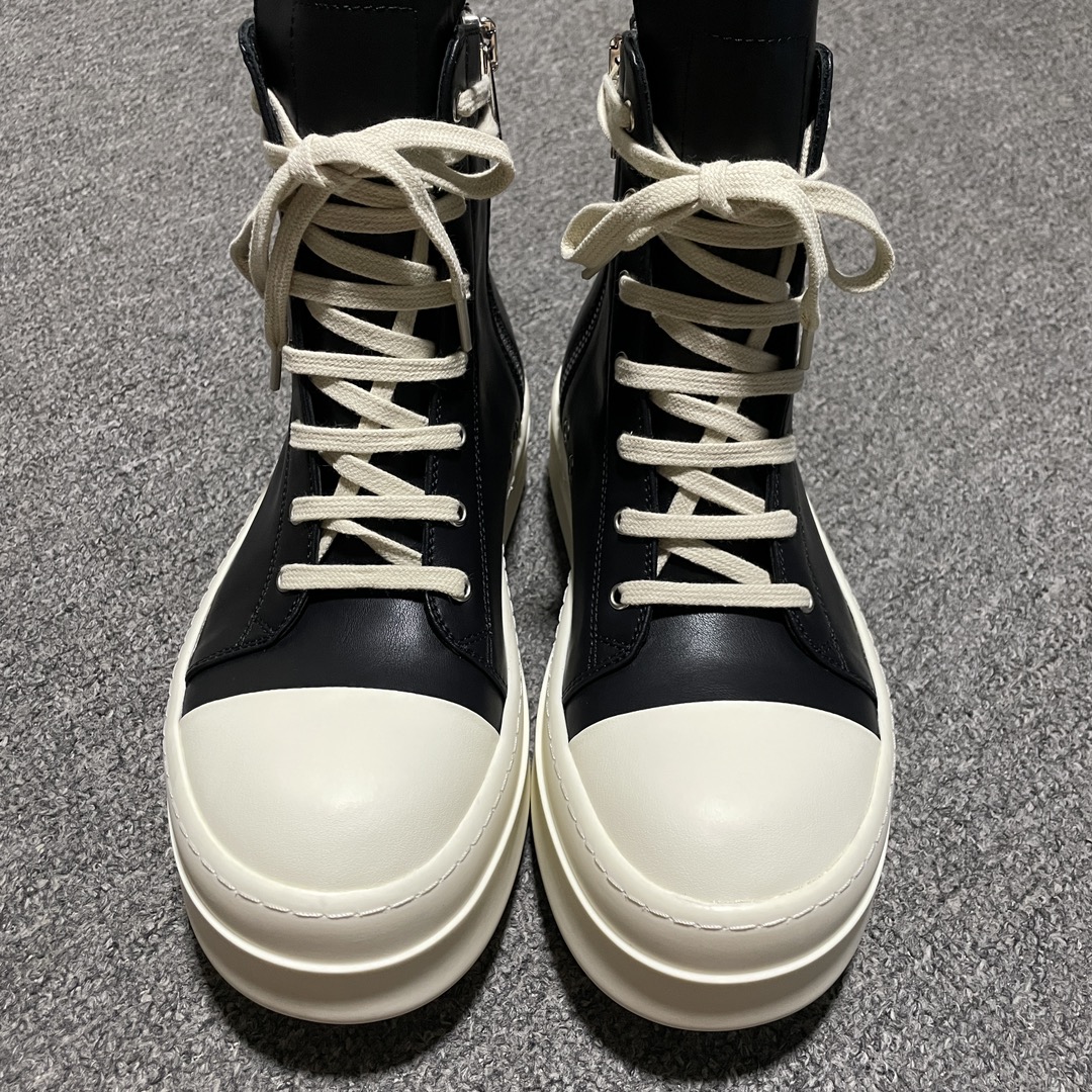 RICK OWENS/RO Black leather Lido sneakers(RR02C7859LOO-911)