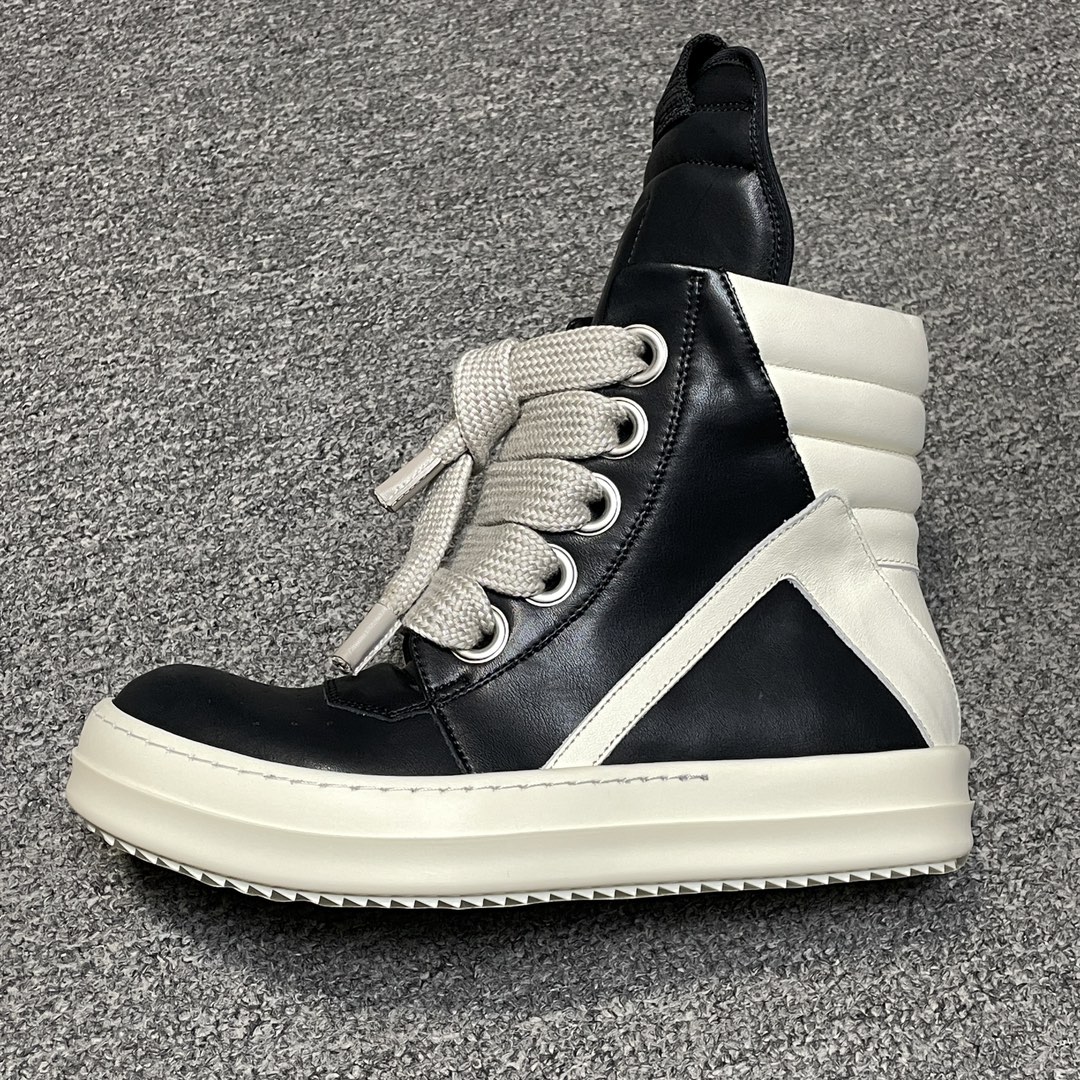 Rick Owens FogachineGeobasket SS22 full-grain calfskin sneakers (RU01B1894LPOW1-9111)