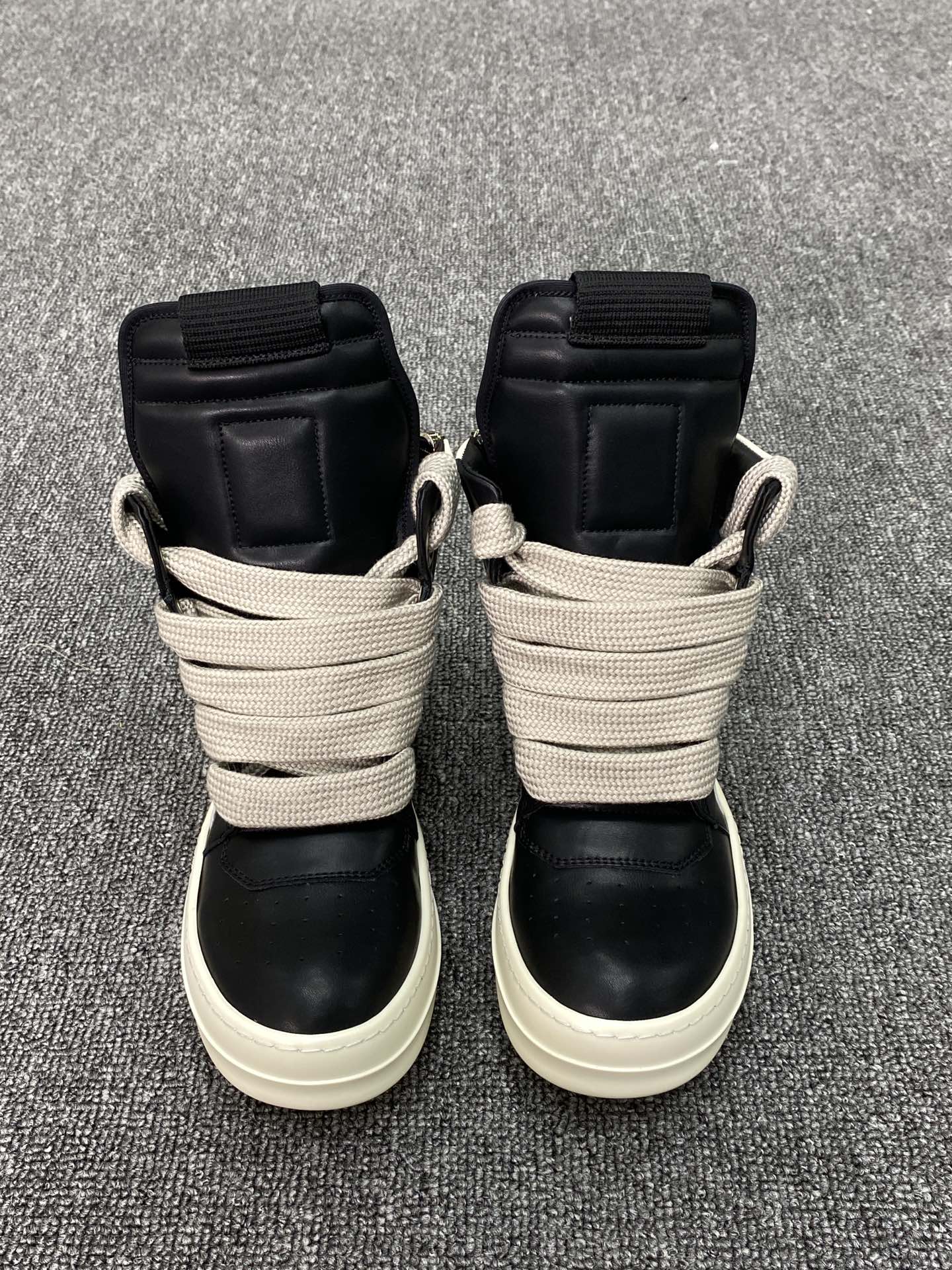 Rick Owens FogachineGeobasket SS22 full-grain calfskin sneakers (RU01B1894LPOW1-9111)