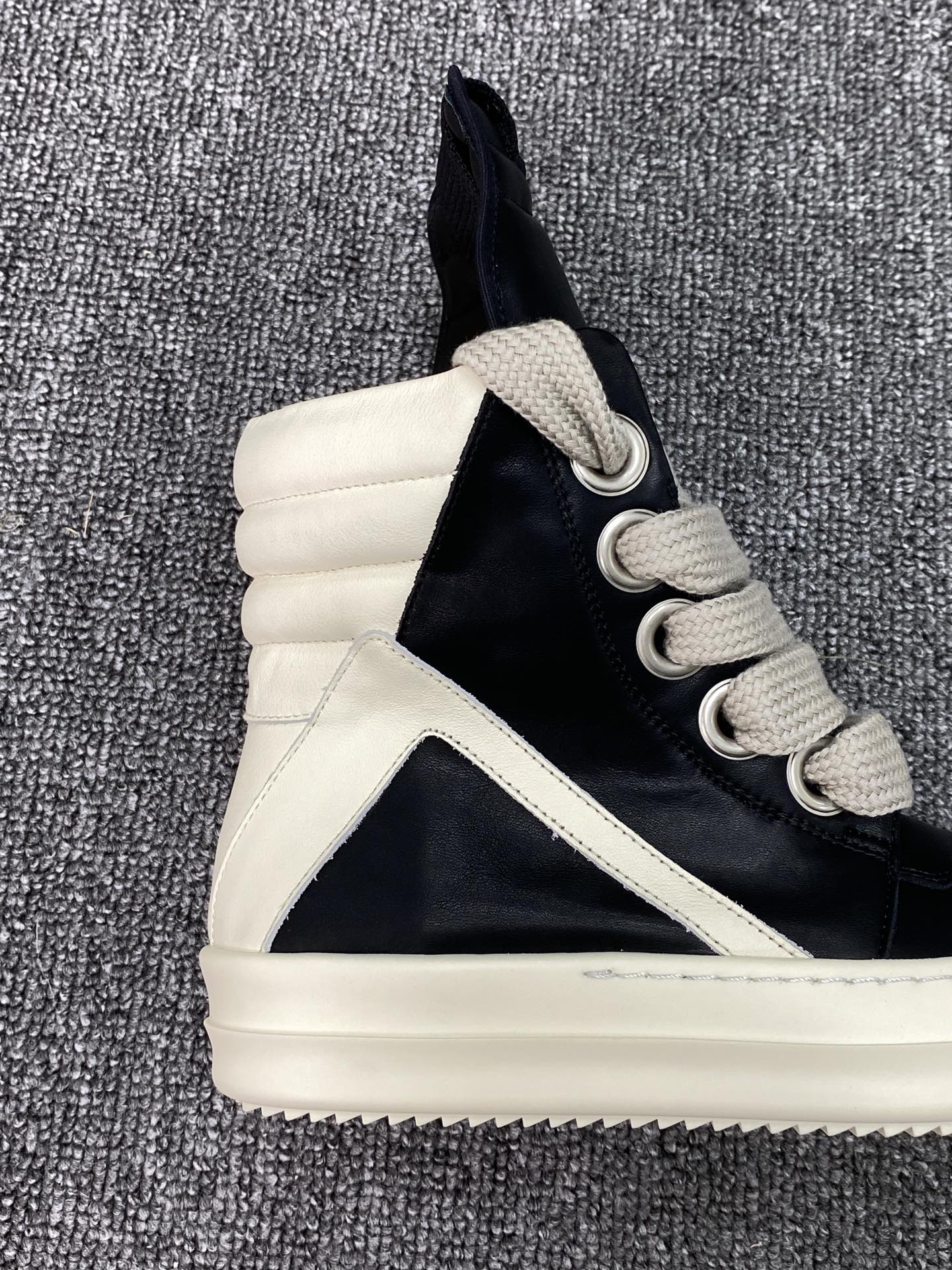 Rick Owens FogachineGeobasket SS22 full-grain calfskin sneakers (RU01B1894LPOW1-9111)