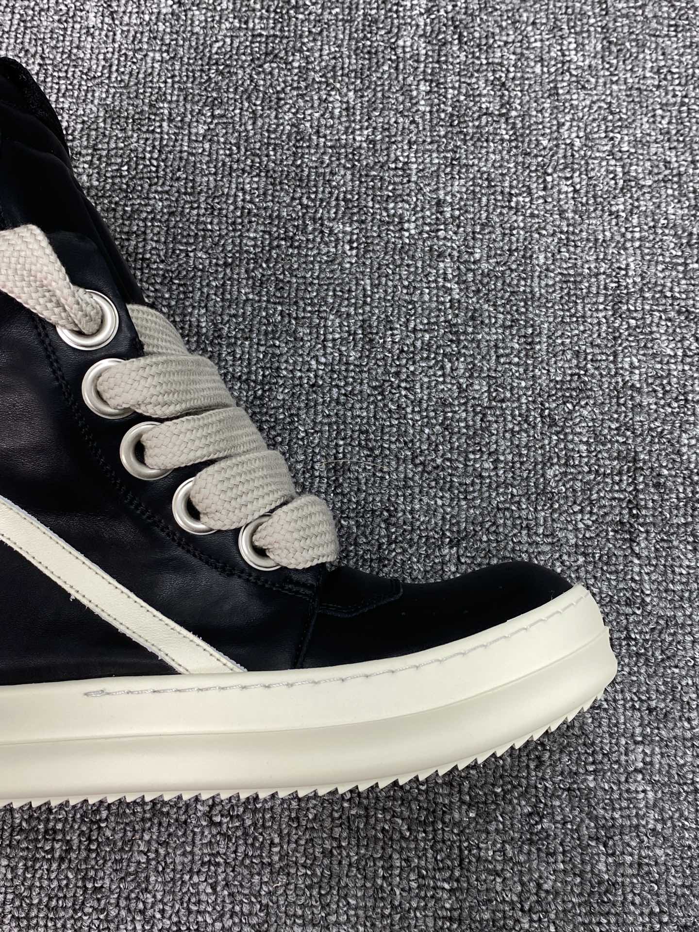 Rick Owens FogachineGeobasket SS22 full-grain calfskin sneakers (RU01B1894LPOW1-9111)