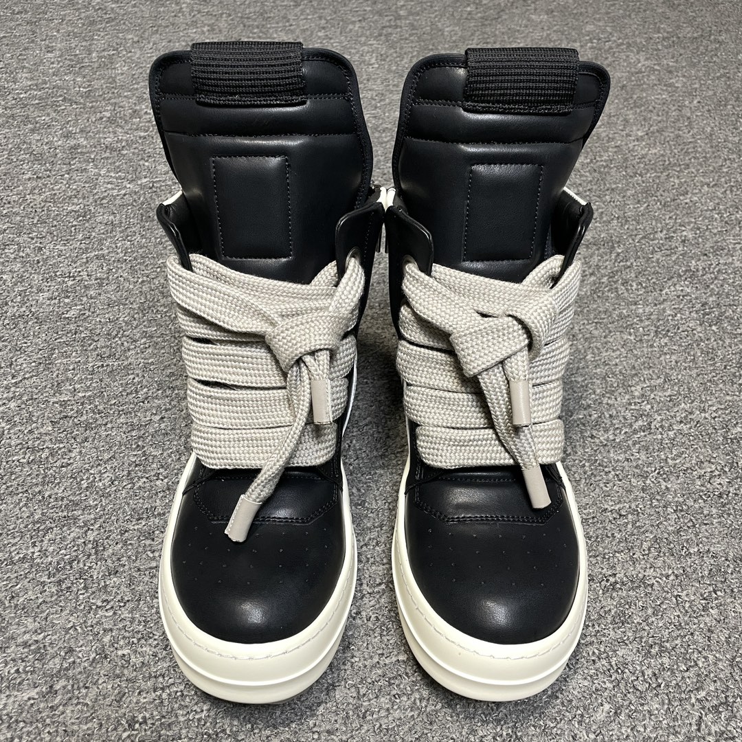 Rick Owens FogachineGeobasket SS22 full-grain calfskin sneakers (RU01B1894LPOW1-9111)