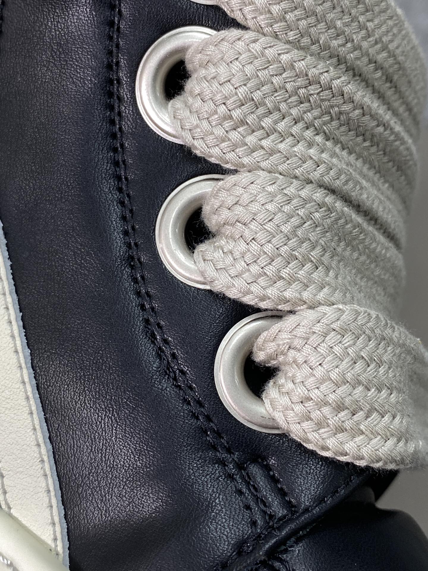 Rick Owens FogachineGeobasket SS22 full-grain calfskin sneakers (RU01B1894LPOW1-9111)