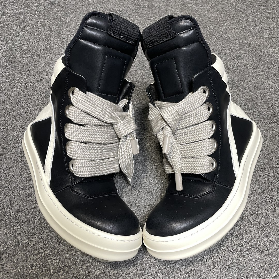 Rick Owens FogachineGeobasket SS22 full-grain calfskin sneakers (RU01B1894LPOW1-9111)