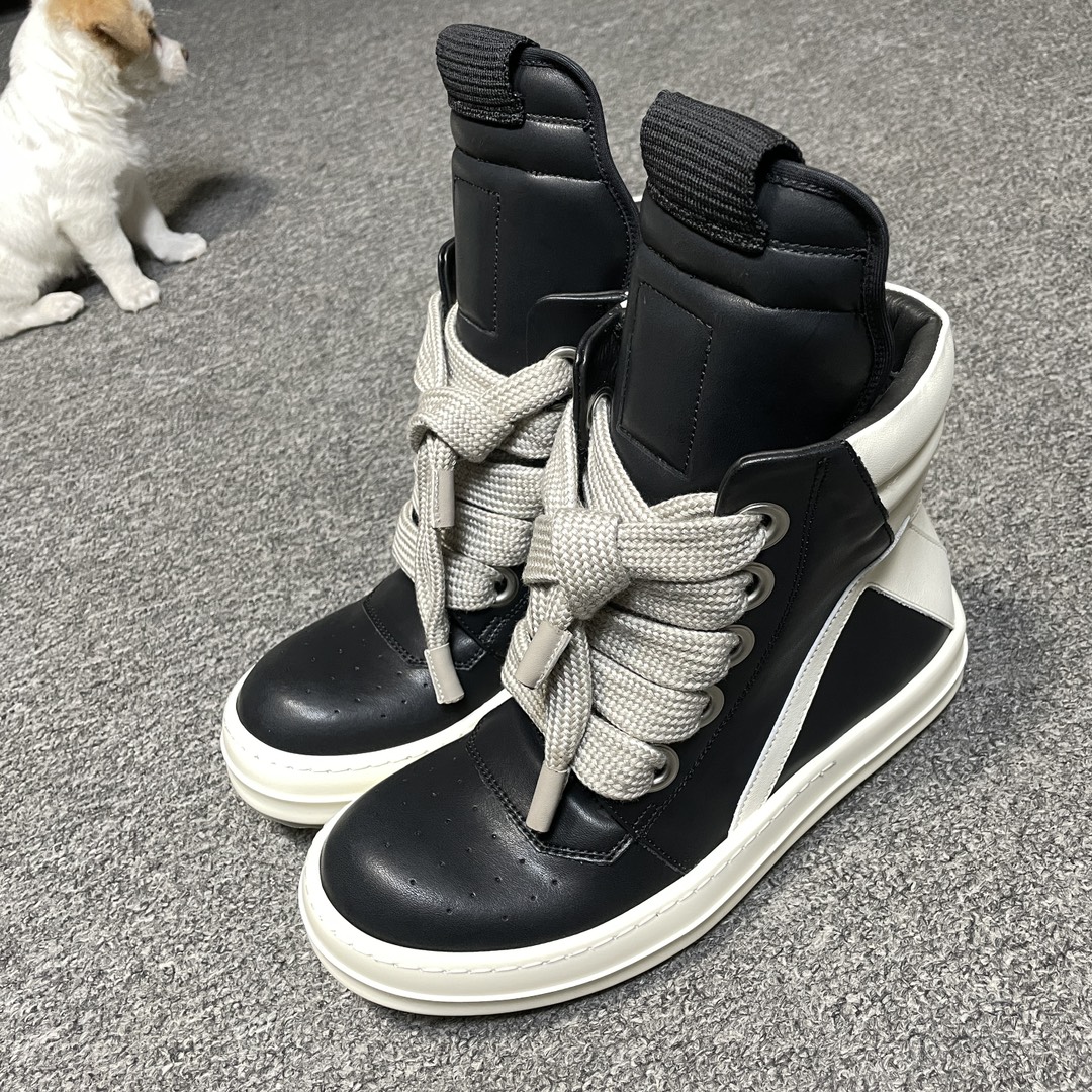 Rick Owens FogachineGeobasket SS22 full-grain calfskin sneakers (RU01B1894LPOW1-9111)