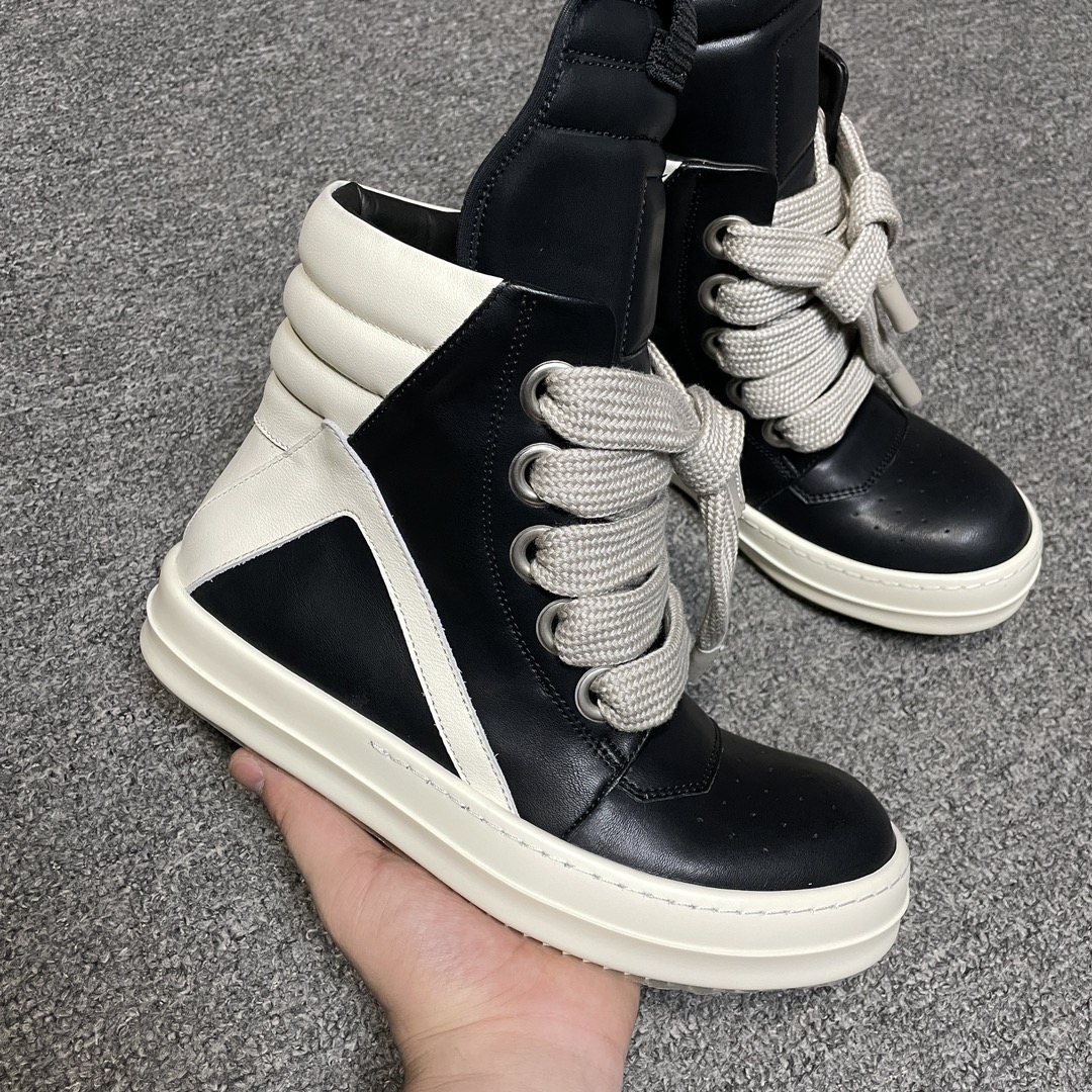 Rick Owens FogachineGeobasket SS22 full-grain calfskin sneakers (RU01B1894LPOW1-9111)