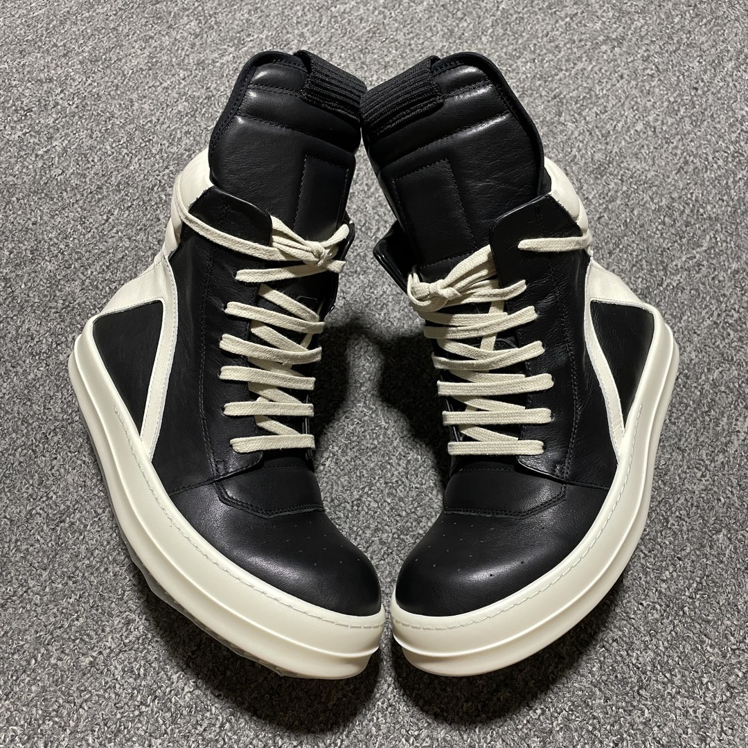 RICK OWENS FW20 Performa Geobasket leather high top sneakers (RU02B2894LPO-911)