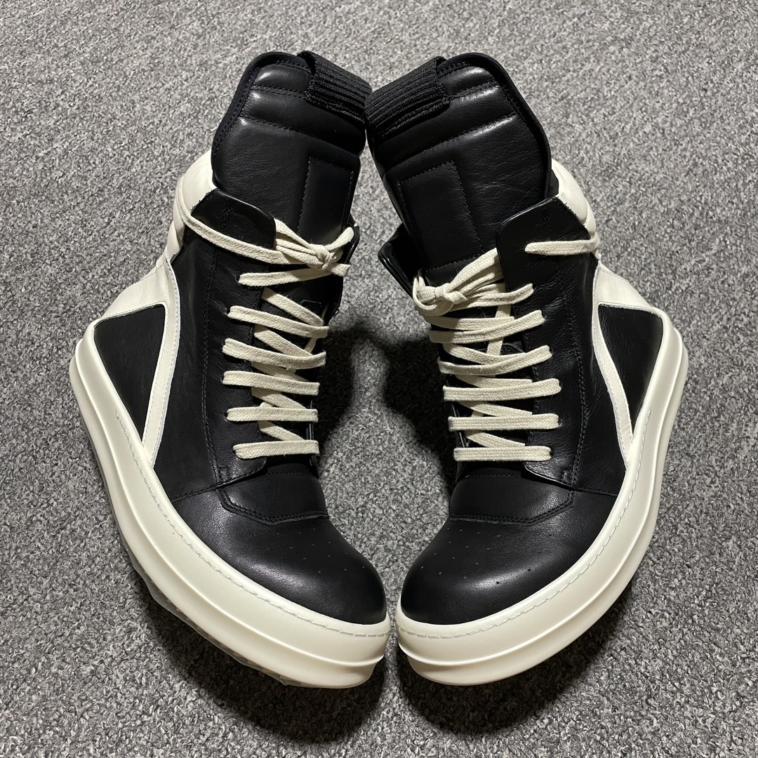 RICK OWENS FW20 Performa Geobasket leather high top  sneakers(RU02B2894LPO-911)